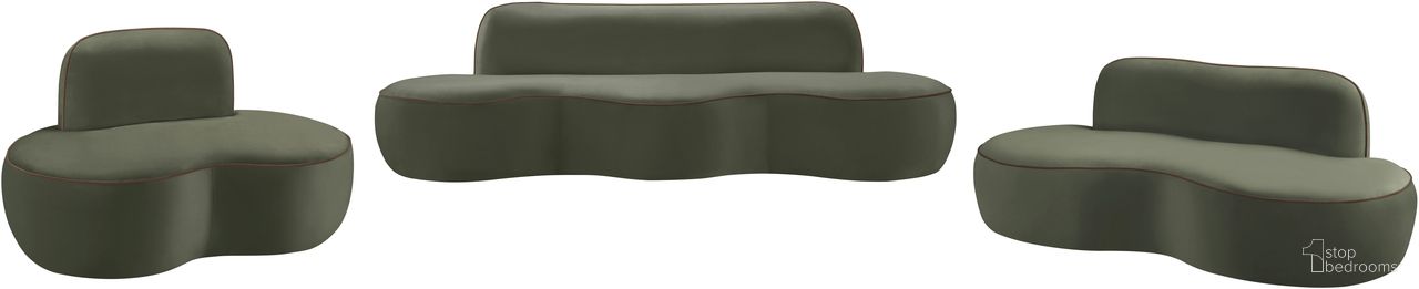 The appearance of Swerve Velvet Upholstered Living Room Set In Green designed by Meridian in the modern / contemporary interior design. This green piece of furniture  was selected by 1StopBedrooms from Swerve Collection to add a touch of cosiness and style into your home. Sku: 44021Green-S;44021Green-L. Material: Foam.