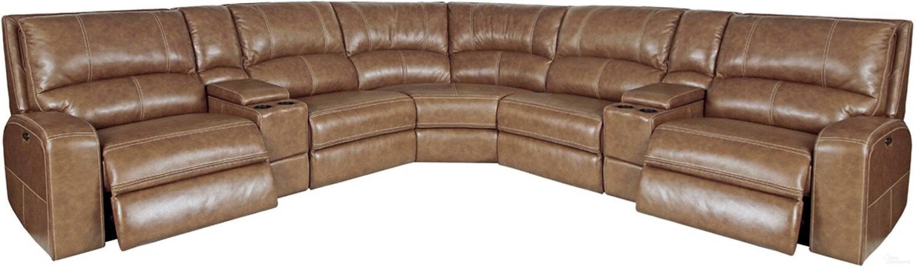The appearance of Swift 7 Piece Modular Power Reclining Sectional with Power Adjustable Headrests In Brown designed by Parker House in the modern / contemporary interior design. This brown piece of furniture was selected by 1StopBedrooms from Swift Collection to add a touch of cosiness and style into your home. Sku: MSWI#810P-BOU;MSWI#811LPH-BOU;MSWI#811RPH-BOU;MSWI#840-BOU;MSWI#850-BOU;MSWI#860-BOU;MSWI#860-BOU. Material: Leather.