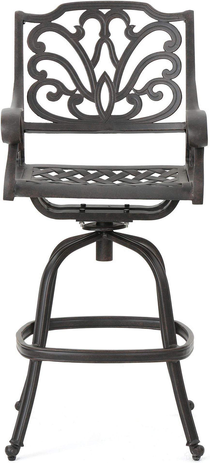 The appearance of Swivel Barstool with Basket-Weave Seat ,Scrolling Arms and Clawfoot Legs In Copper - Set of 2 designed by Noble House in the traditional interior design. This copper piece of furniture was selected by 1StopBedrooms from to add a touch of cosiness and style into your home. Sku: 59160.00. Material: Aluminium.