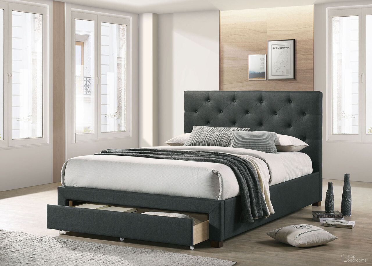 The appearance of Sybella Full Bed In Dark Gray designed by Furniture of America in the transitional interior design. This dark gray piece of furniture  was selected by 1StopBedrooms from Sybella Collection to add a touch of cosiness and style into your home. Sku: CM7218DG-F-1;CM7218DG-F-2;CM7218DG-F-3;CM7218DG-F-4. Bed Type: Storage Bed. Bed Size: Full. Material: Linen.