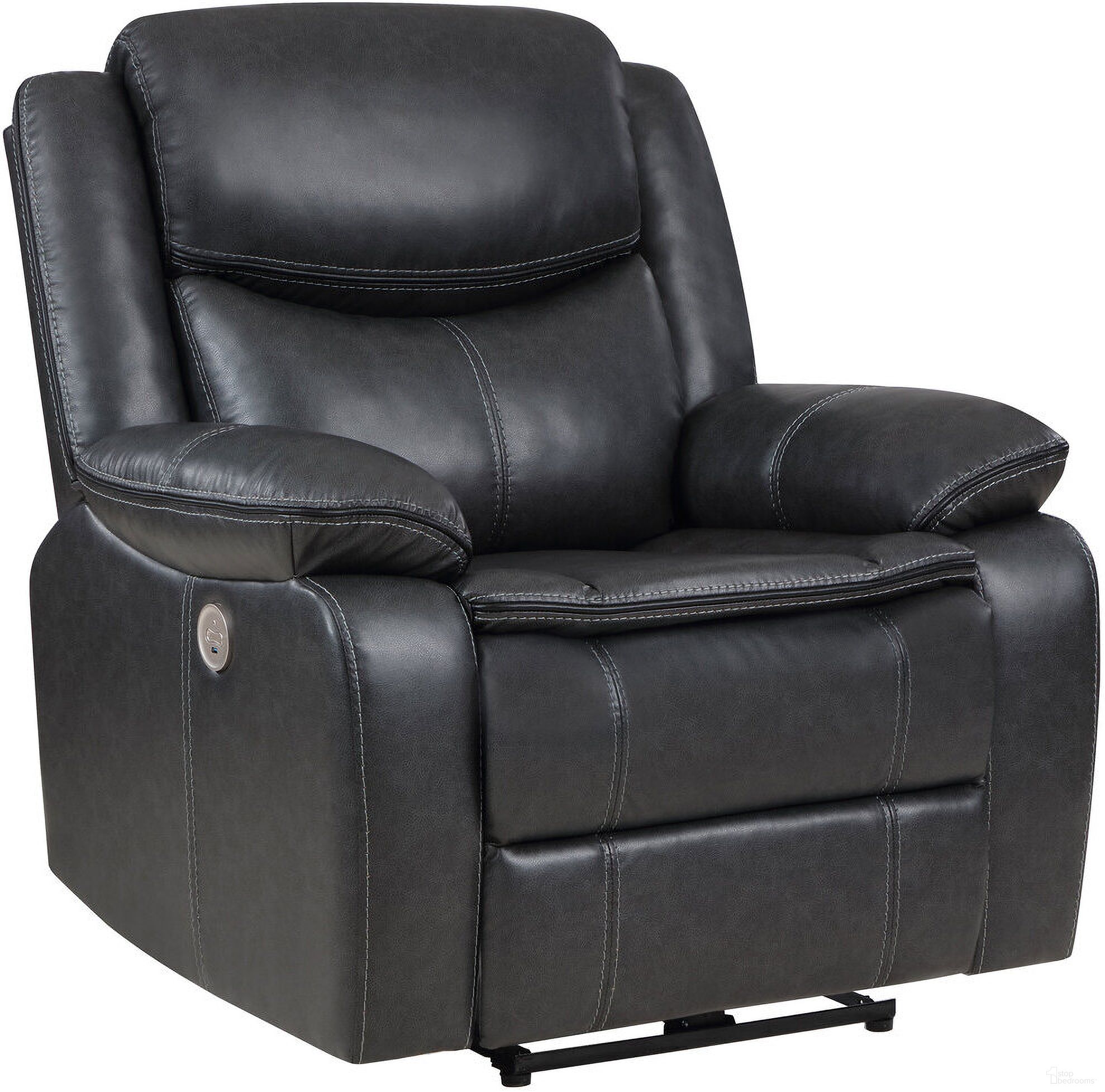The appearance of Sycamore Upholstered Power Recliner Chair Dark Grey designed by Coaster in the modern / contemporary interior design. This dark grey piece of furniture was selected by 1StopBedrooms from Sycamore Collection to add a touch of cosiness and style into your home. Sku: 610233P. Material: Faux Leather.