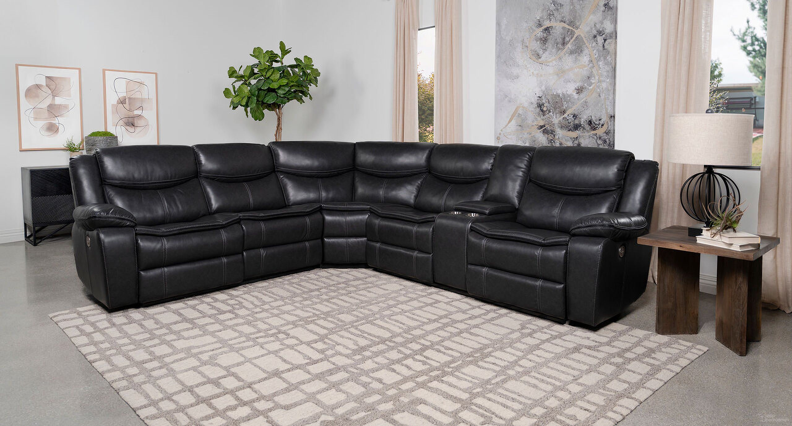 The appearance of Sycamore Upholstered Power Reclining Sectional Sofa Dark Grey designed by Coaster in the transitional interior design. This dark grey piece of furniture was selected by 1StopBedrooms from Sycamore Collection to add a touch of cosiness and style into your home. Sku: 610200LLP;610200RLCP;610200WDG. Material: Upholstered. Layout: L-Shape.