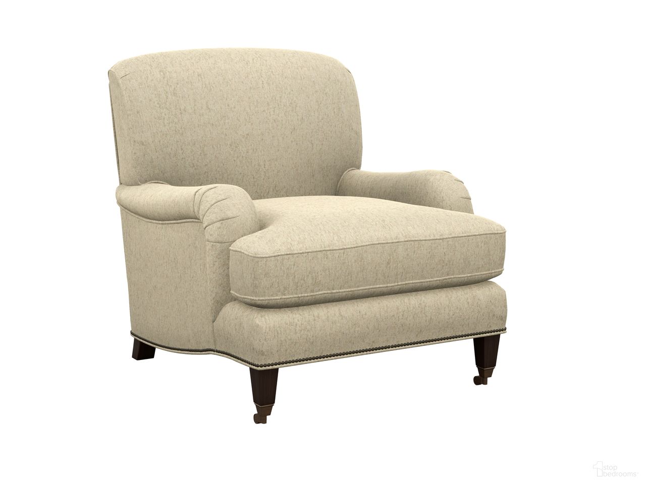 The appearance of Featured Upholstery Sydney Chair with Brass Casters In Beige designed by Barclay Butera in the transitional interior design. This beige piece of furniture  was selected by 1StopBedrooms from Featured Upholstery Collection to add a touch of cosiness and style into your home. Sku: 5110-11B-73. Material: Fabric.