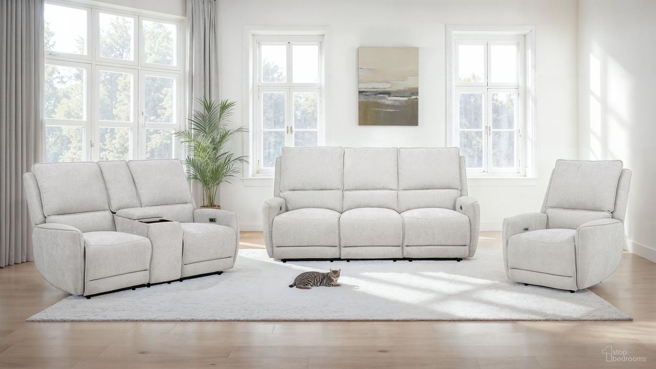 The appearance of Sylmar Chenille Upholstered Power Reclining Living Room Set In Dove Grey designed by Coaster in the transitional interior design. This dove grey piece of furniture was selected by 1StopBedrooms from Sylmar Collection to add a touch of cosiness and style into your home. Sku: 610521P;610522P. Material: Fabric.