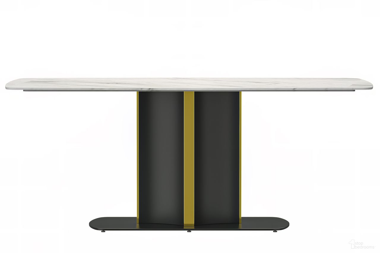Sylva 71 Inch Dining Table with Sintered Stone Top In Black and White