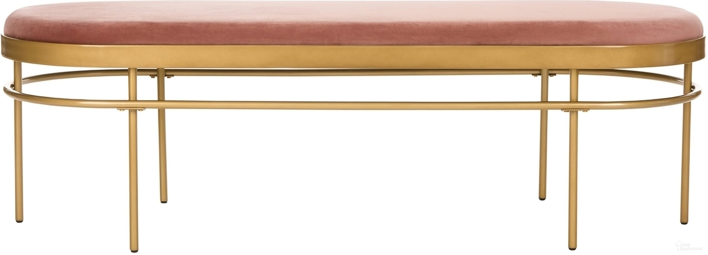 The appearance of Sylva Dusty Rose/Gold Oval Bench designed by Safavieh in the modern / contemporary interior design. This dusty rose piece of furniture was selected by 1StopBedrooms from Sylva Collection to add a touch of cosiness and style into your home. Sku: BCH6202A. Material: Metal.
