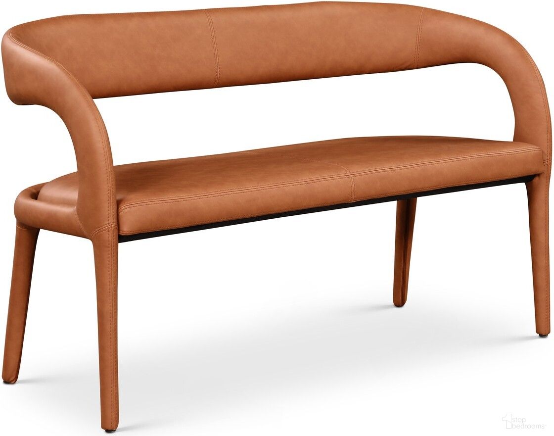 The appearance of Sylvester Vegan Leather Bench In Cognac designed by Meridian in the modern / contemporary interior design. This cognac piece of furniture was selected by 1StopBedrooms from Sylvester Collection to add a touch of cosiness and style into your home. Sku: 988Cognac. Material: Wood.