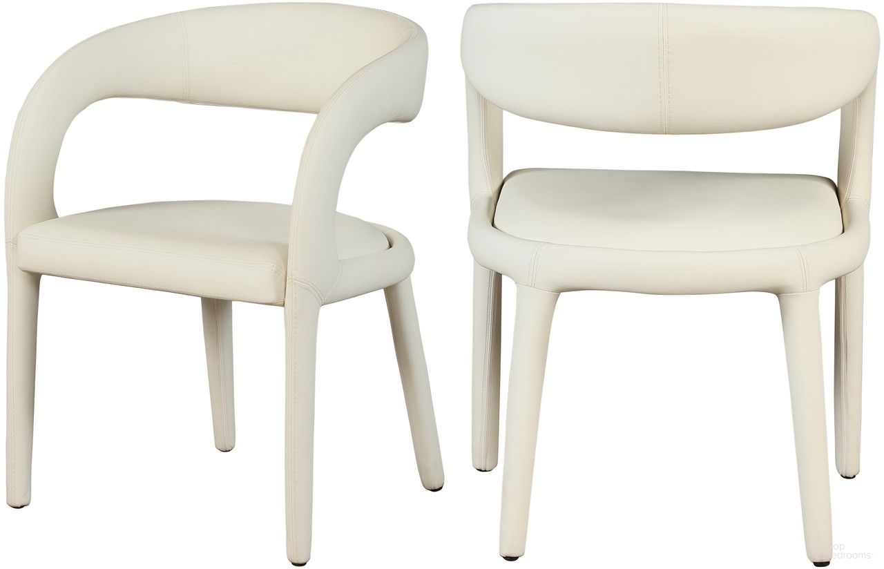Sylvester Vegan Leather Dining Chair In Cream