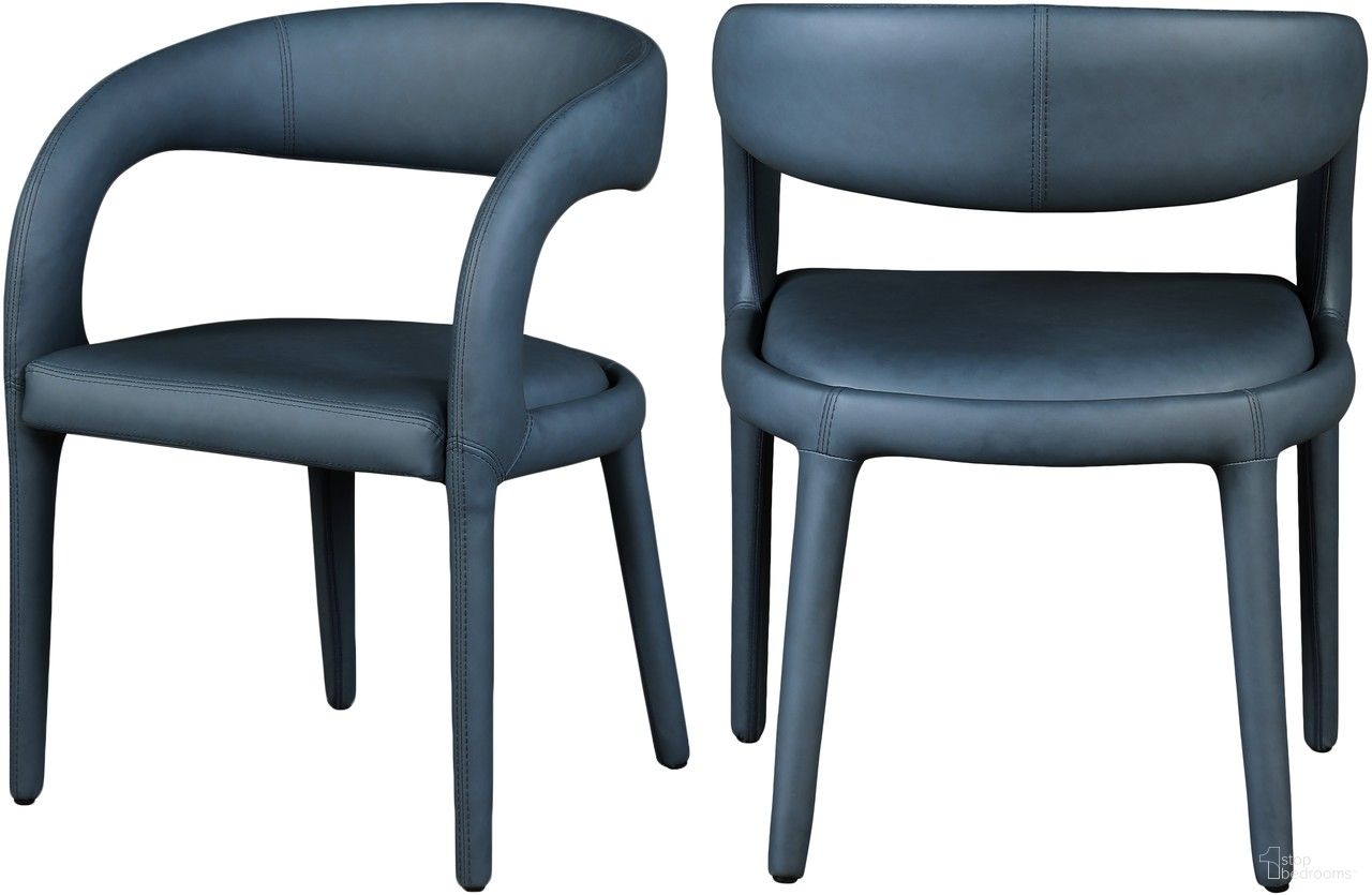 Sylvester Vegan Leather Dining Chair In Navy