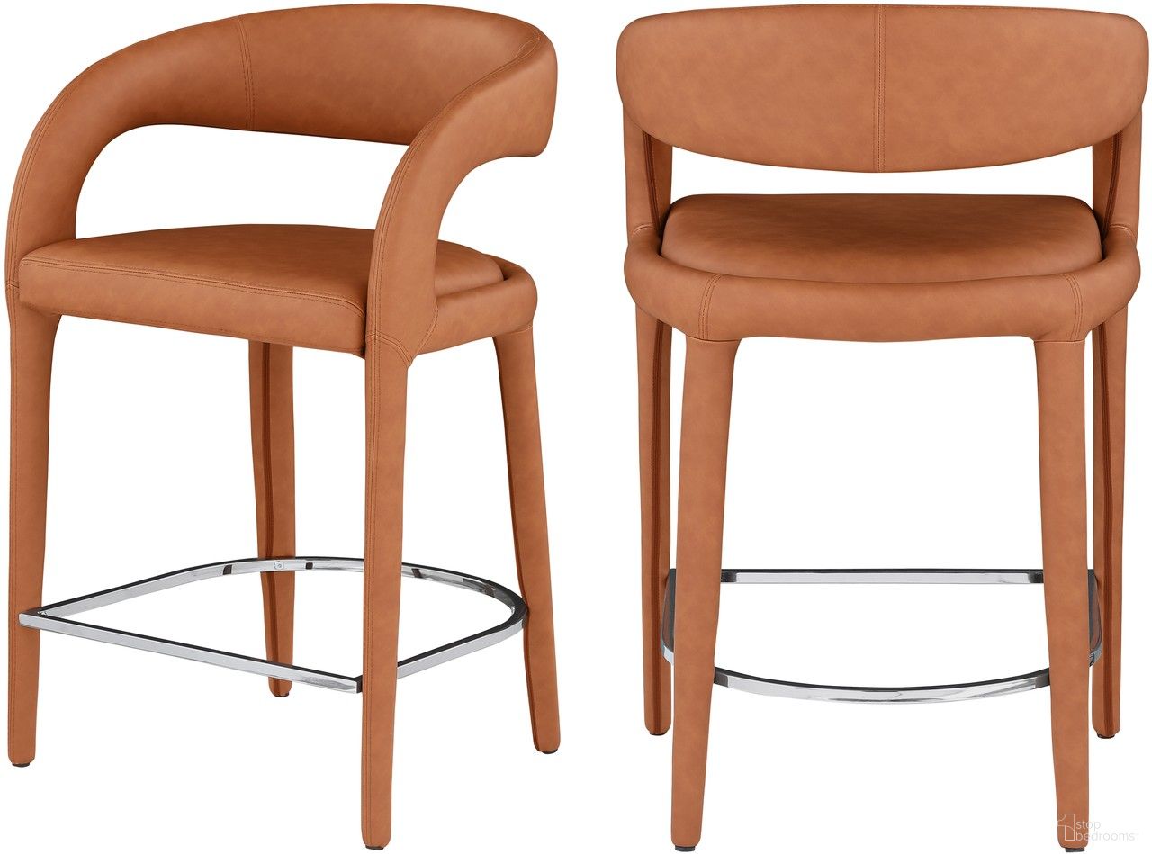 Sylvester Vegan Leather Stool In Cognac