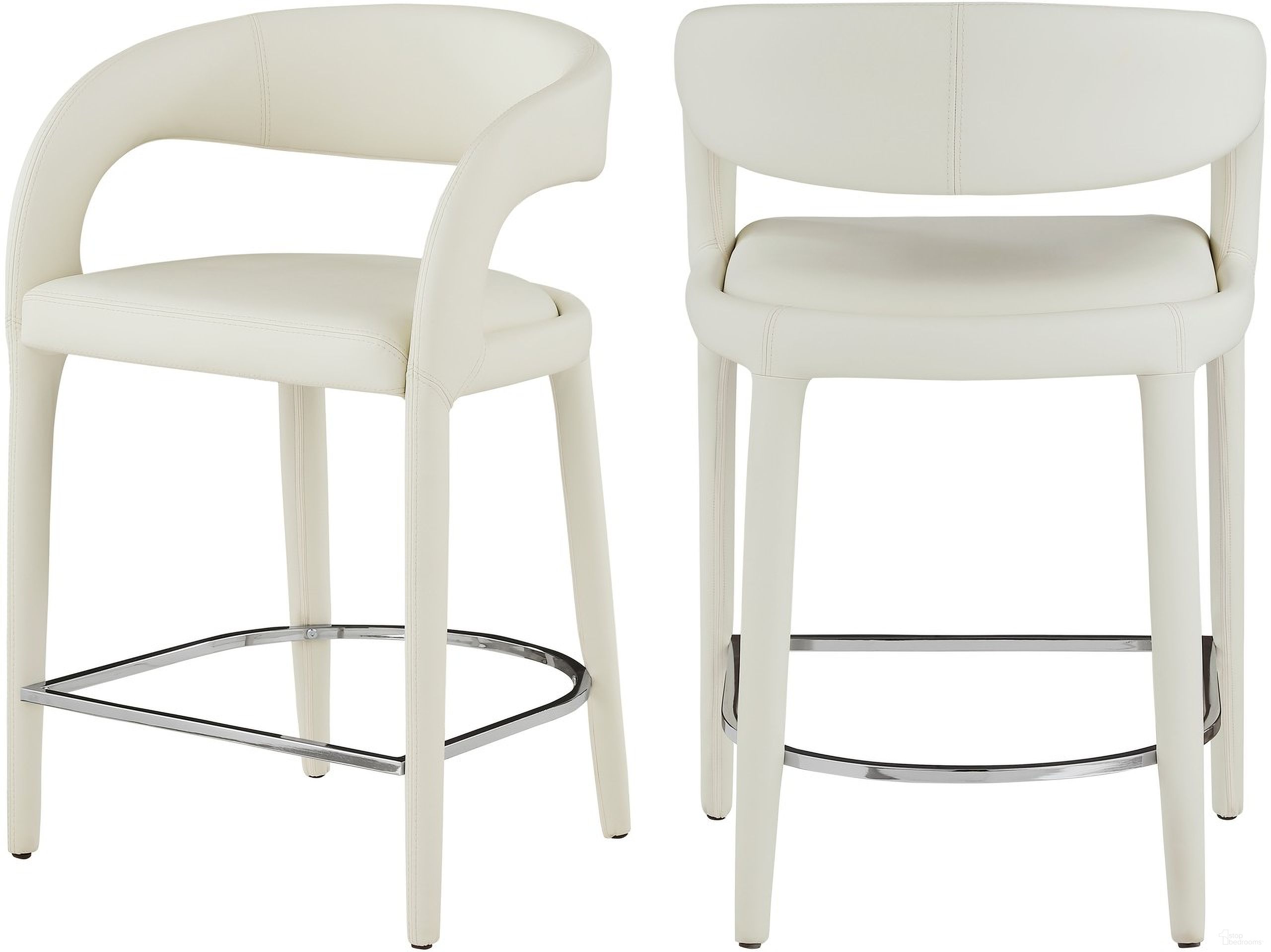 Sylvester Vegan Leather Stool In Cream