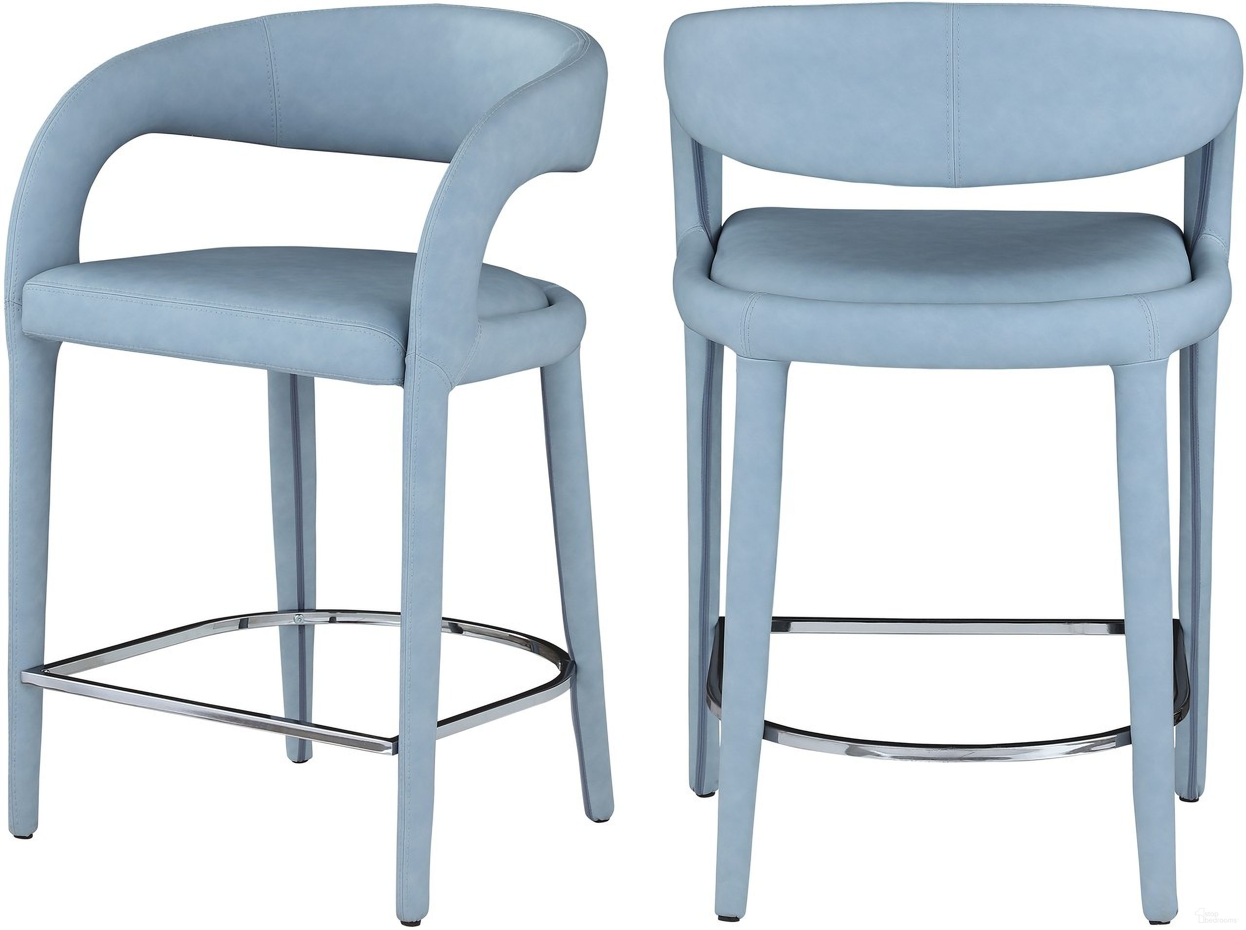 The appearance of Sylvester Vegan Leather Stool In Light Blue designed by Meridian in the modern / contemporary interior design. This light blue piece of furniture was selected by 1StopBedrooms from Sylvester Collection to add a touch of cosiness and style into your home. Sku: 989LtBlu-C. Material: Wood.