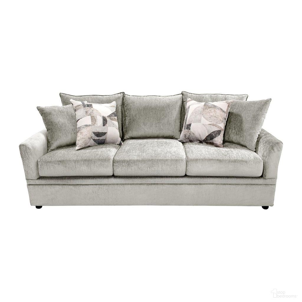 The appearance of Sylvie Sofa with 4 Accent Pillows In Light Gray designed by New Classic in the transitional interior design. This light gray piece of furniture was selected by 1StopBedrooms from Sylvie Collection to add a touch of cosiness and style into your home. Sku: U1270-30-LGR. Material: Wood.