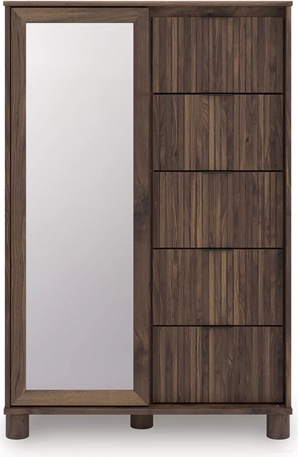 The appearance of Symarro Dressing Chest In Brown designed by Signature Design by Ashley in the transitional interior design. This brown piece of furniture was selected by 1StopBedrooms from Symarro Collection to add a touch of cosiness and style into your home. Sku: NCB2614-48. Material: Glass.