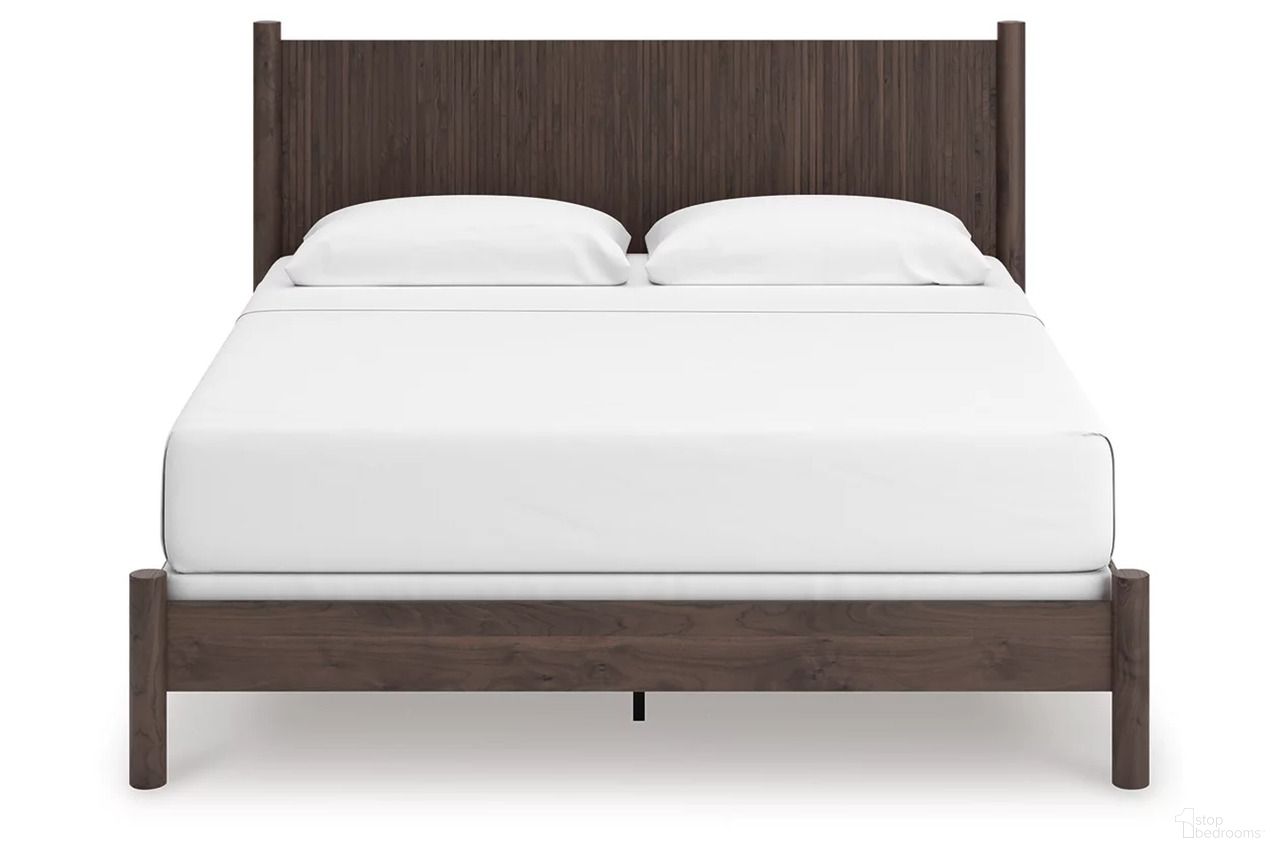 The appearance of Symarro King Panel Bed In Brown designed by Signature Design by Ashley in the modern / contemporary interior design. This brown piece of furniture was selected by 1StopBedrooms from Symarro Collection to add a touch of cosiness and style into your home. Sku: NCB2614-156;NCB2614-158. Bed Type: Panel Bed. Bed Size: King.