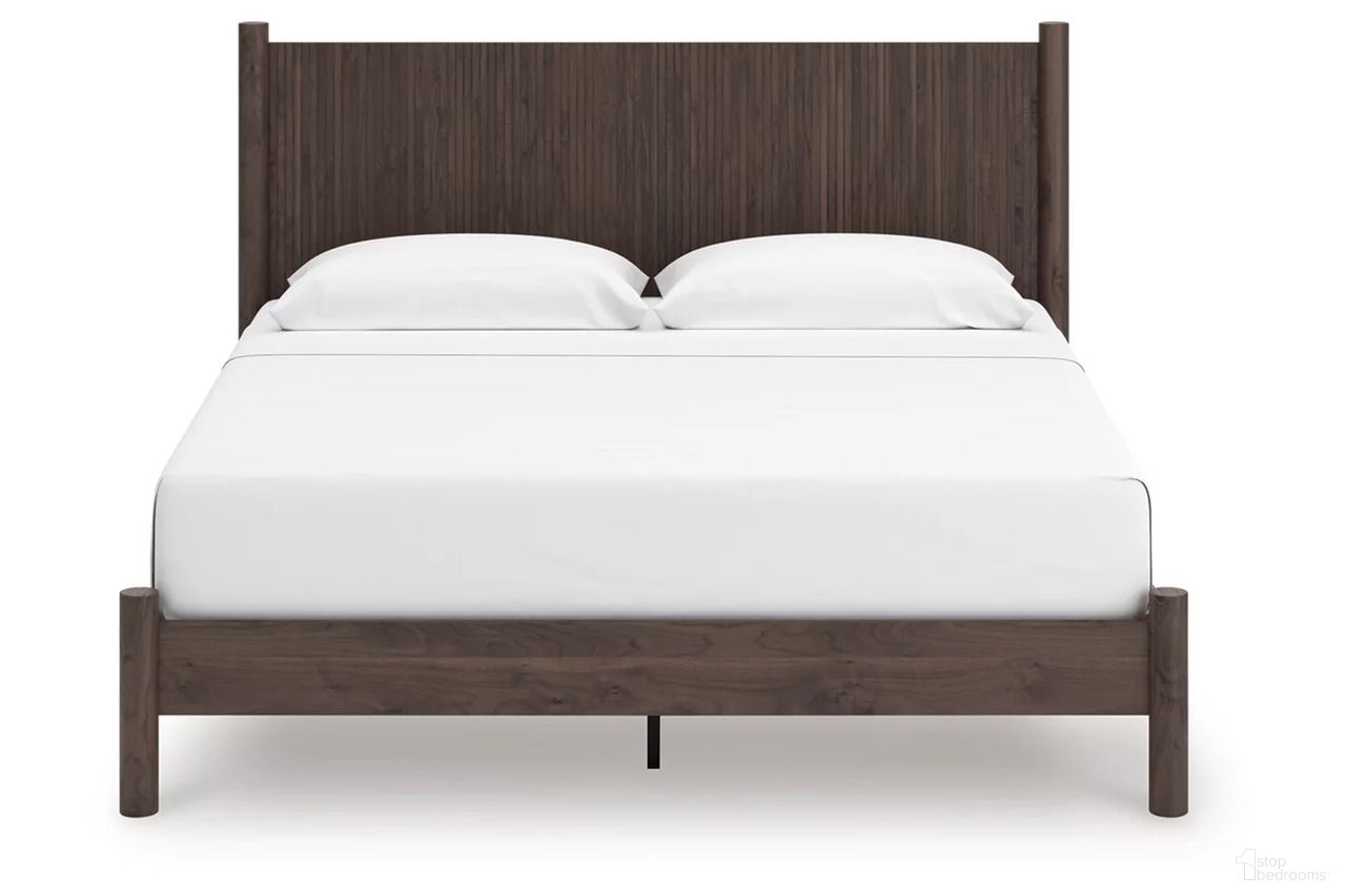 The appearance of Symarro King Panel Platform Bed In Brown designed by Signature Design by Ashley in the modern / contemporary interior design. This brown piece of furniture was selected by 1StopBedrooms from Symarro Collection to add a touch of cosiness and style into your home. Sku: B100-14;NCB2614-158;NCB2614-56. Bed Type: Platform Bed. Bed Size: King.
