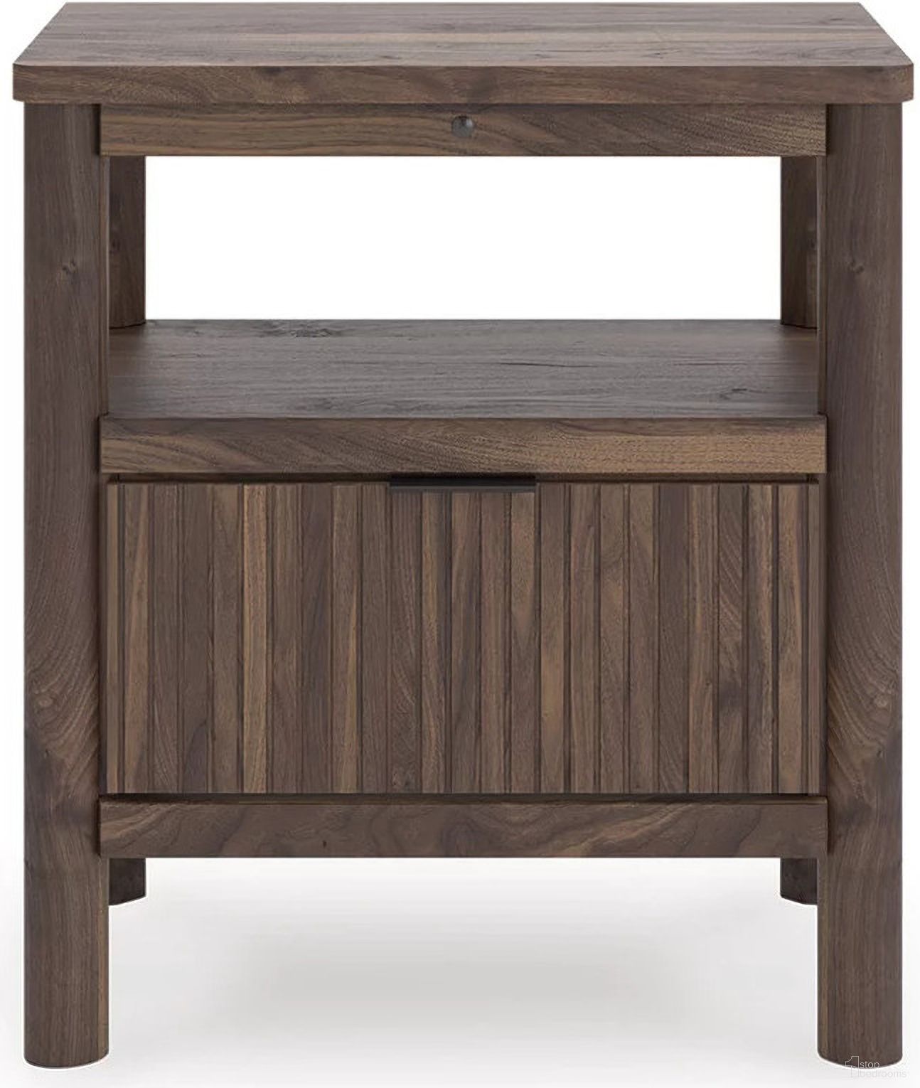 The appearance of Symarro Nightstand In Brown designed by Signature Design by Ashley in the transitional interior design. This brown piece of furniture was selected by 1StopBedrooms from Symarro Collection to add a touch of cosiness and style into your home. Sku: NCB2614-91. Material: Wood.