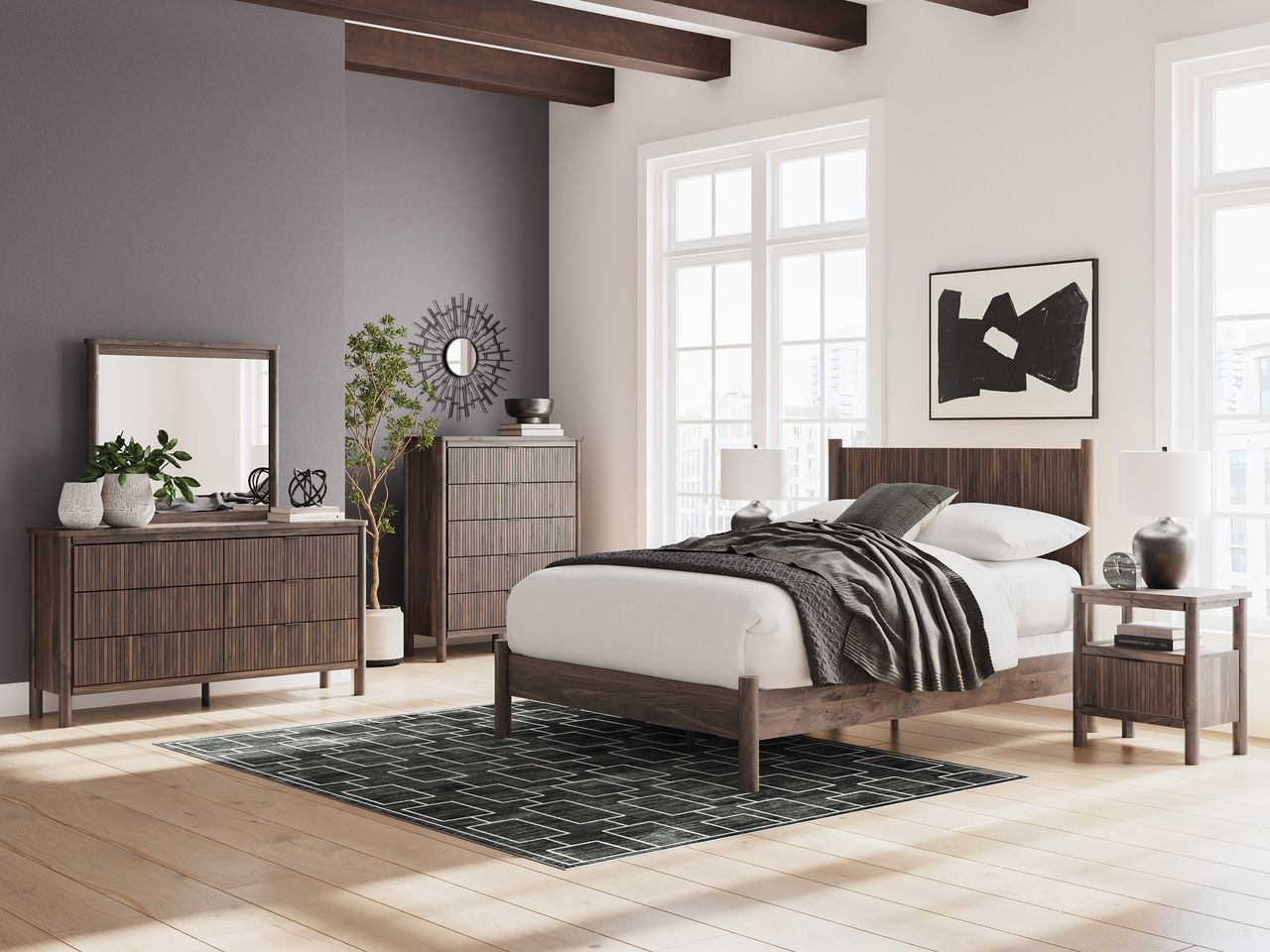 The appearance of Symarro Panel Bedroom Set In Brown designed by Signature Design by Ashley in the transitional interior design. This brown piece of furniture was selected by 1StopBedrooms from Symarro Collection to add a touch of cosiness and style into your home. Sku: NCB2614-154;NCB2614-157;NCB2614-91. Material: Wood. Bed Size: Queen.