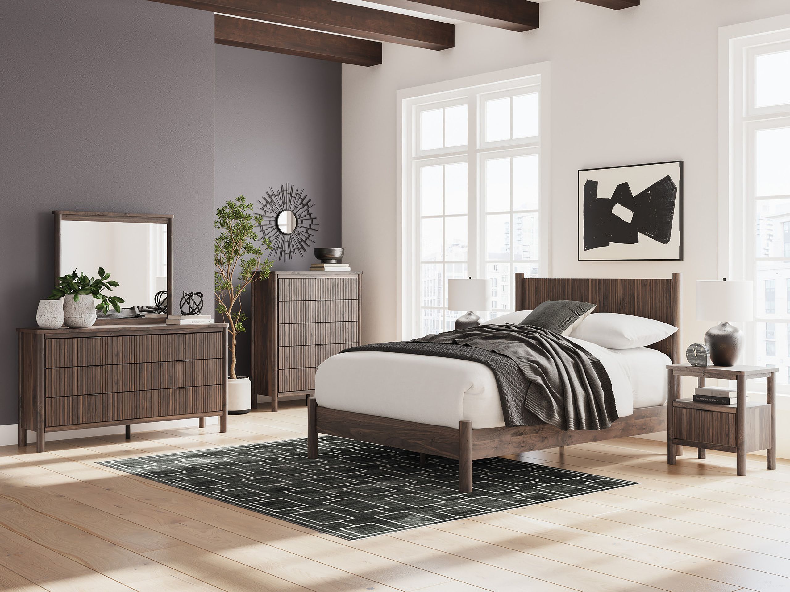 The appearance of Symarro Platform Bedroom Set In Brown designed by Signature Design by Ashley in the transitional interior design. This brown piece of furniture was selected by 1StopBedrooms from Symarro Collection to add a touch of cosiness and style into your home. Sku: B100-13;NCB2614-157;NCB2614-54;NCB2614-91. Material: Wood. Bed Size: Queen.