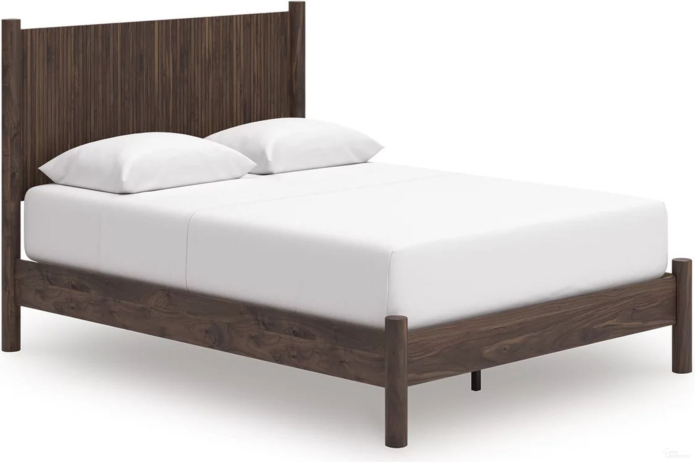 The appearance of Symarro Queen Panel Platform Bed In Brown designed by Signature Design by Ashley in the transitional interior design. This brown piece of furniture  was selected by 1StopBedrooms from Symarro Collection to add a touch of cosiness and style into your home. Sku: B100-13;NCB2614-157;NCB2614-54. Bed Type: Platform Bed. Bed Size: Queen.