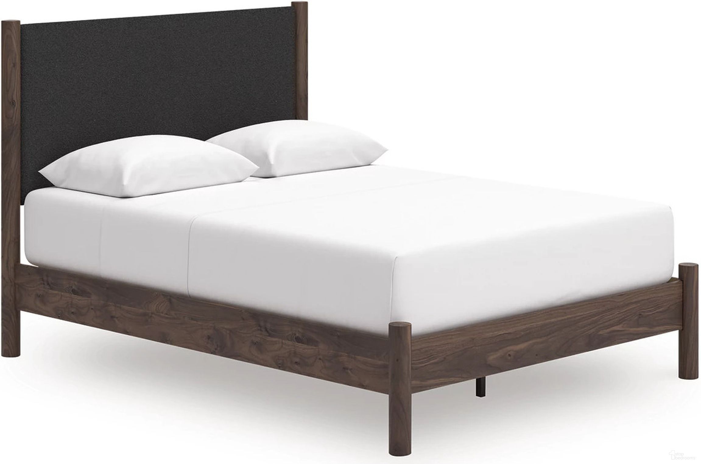 The appearance of Symarro Queen Upholstered Panel Platform Bed In Brown designed by Signature Design by Ashley in the transitional interior design. This brown piece of furniture was selected by 1StopBedrooms from Symarro Collection to add a touch of cosiness and style into your home. Sku: B100-13;NCB2614-54;NCB2614-57. Bed Type: Platform Bed. Bed Size: Queen.