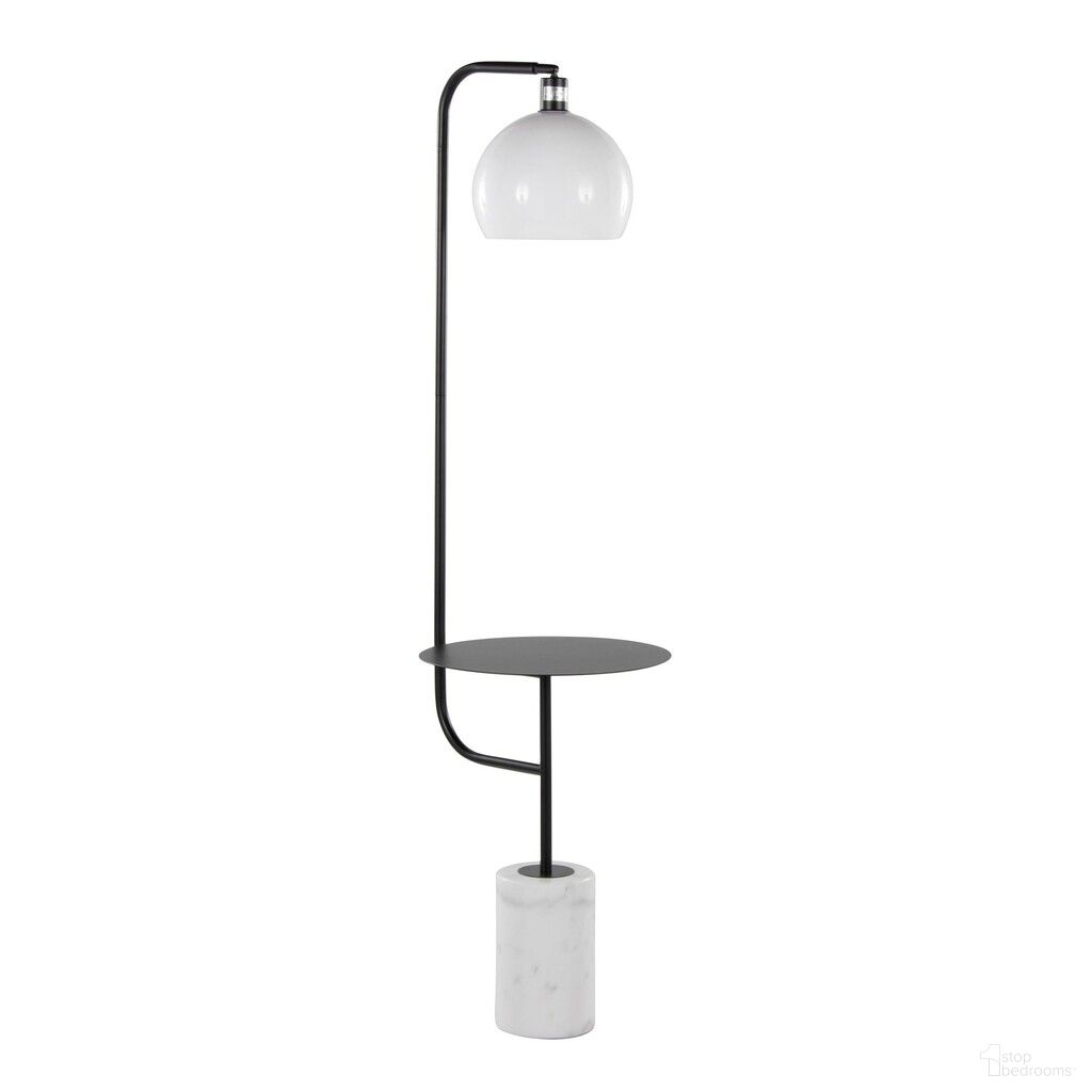 Symbol 66 Inch Metal Floor Lamp with Side Table In Black and White