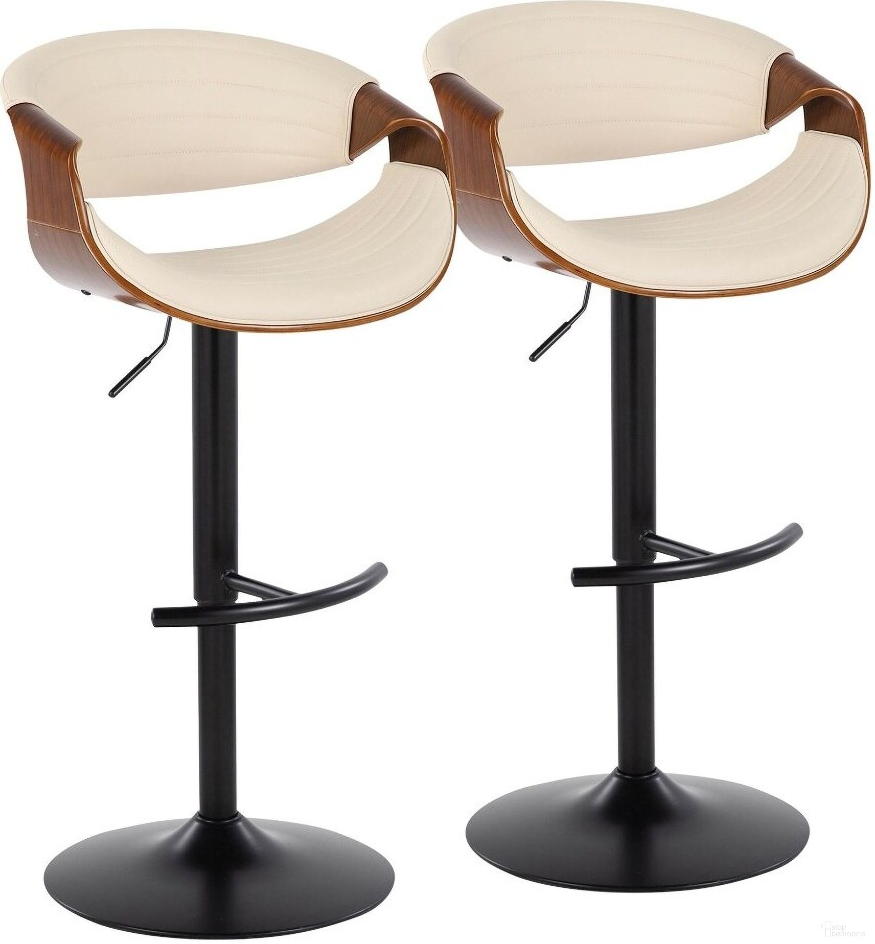 The appearance of Symphony Adjustable Barstool Set of 2 In Cream designed by Lumisource in the transitional interior design. This cream piece of furniture was selected by 1StopBedrooms from Curvo Collection to add a touch of cosiness and style into your home. Sku: BS-SYMPPU-RT2 BKWLCR2. Material: Wood.