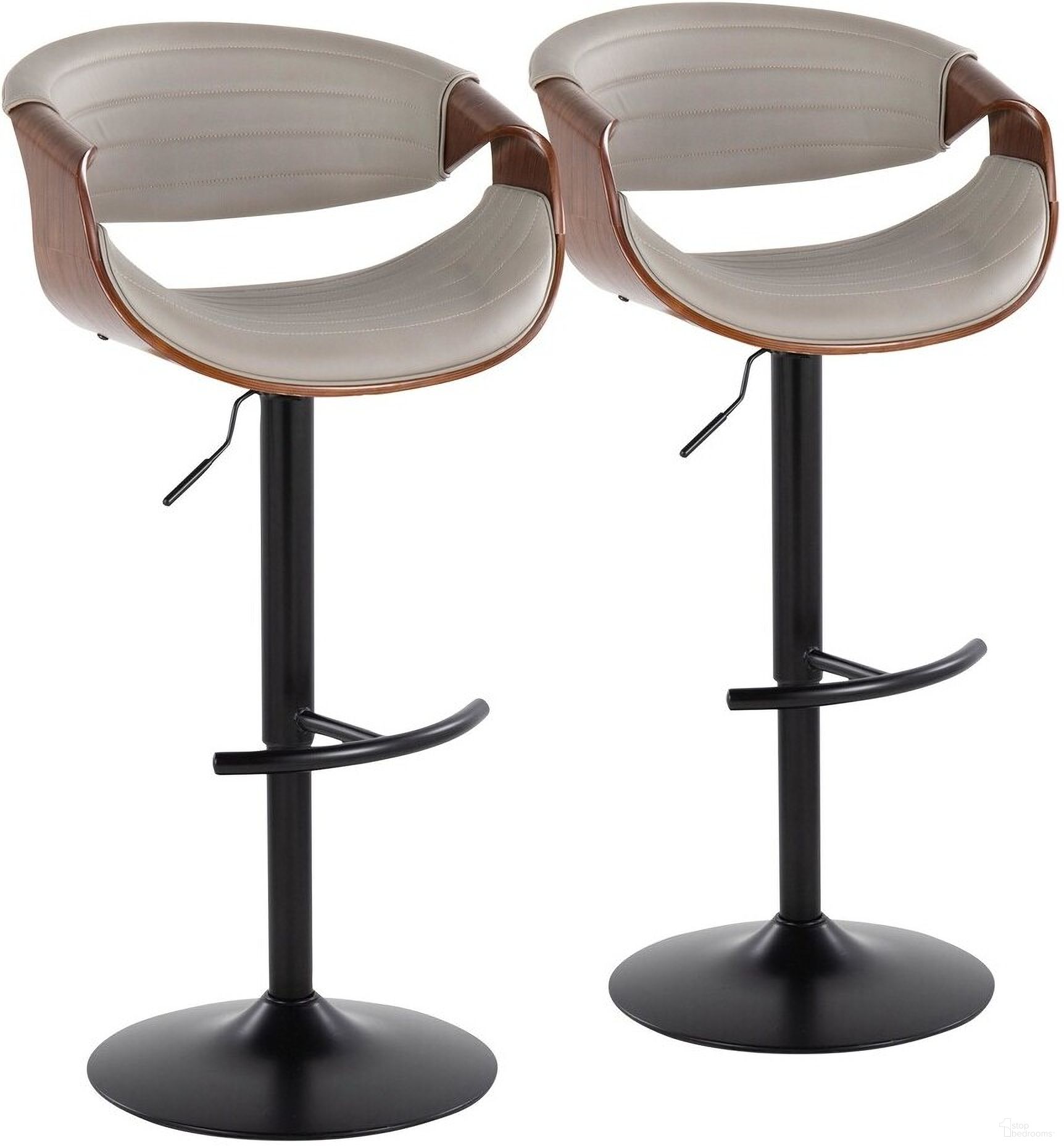 Symphony Adjustable Barstool Set of 2 In Light Gray