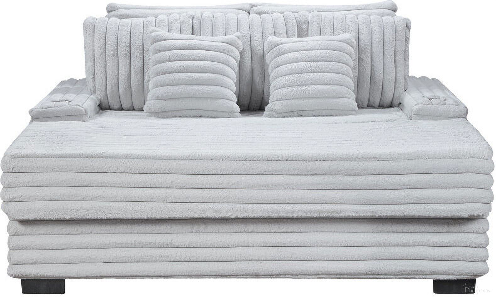 The appearance of Symphony Corduroy Oversized Sofa Chaise Lounge Chair with Cupholders and USB Charging Port In Light Gray designed by Lilola Home in the modern / contemporary interior design. This light gray piece of furniture  was selected by 1StopBedrooms from Symphony Collection to add a touch of cosiness and style into your home. Sku: 81563-CH1;81563-CH2. Material: Fabric.
