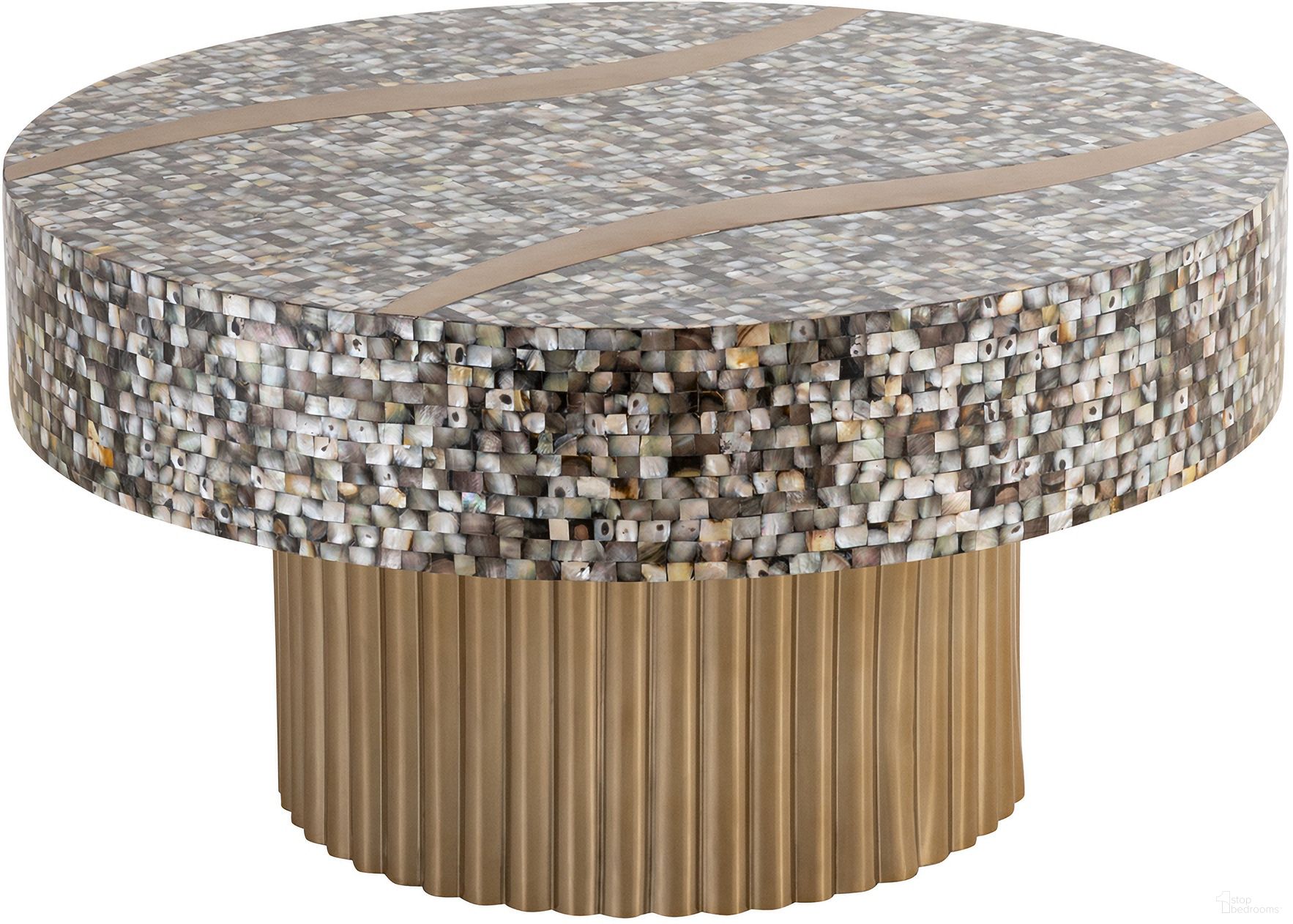 The appearance of T 1207-32 Coffee Table Finished With Mother Of Pearl Top designed by Galaxy Home Furnishings in the modern / contemporary interior design. This brass piece of furniture was selected by 1StopBedrooms from T1207-32 Collection to add a touch of cosiness and style into your home. Sku: 601955552202. Material: Stainless Steel.