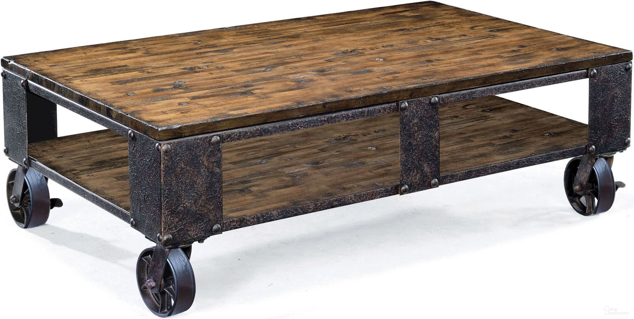 Pinebrook Rectangular Cocktail Table with 2 braking casters