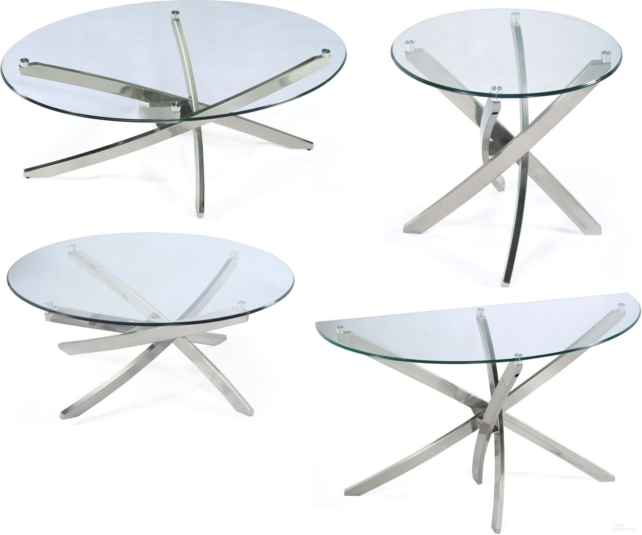 The appearance of Zila Occasional Table Set designed by Magnussen in the modern / contemporary interior design. This silver piece of furniture  was selected by 1StopBedrooms from Zila Collection to add a touch of cosiness and style into your home. Sku: T2050-45T;T2050-45B;T2050-05T;T2050-05B. Material: Metal.