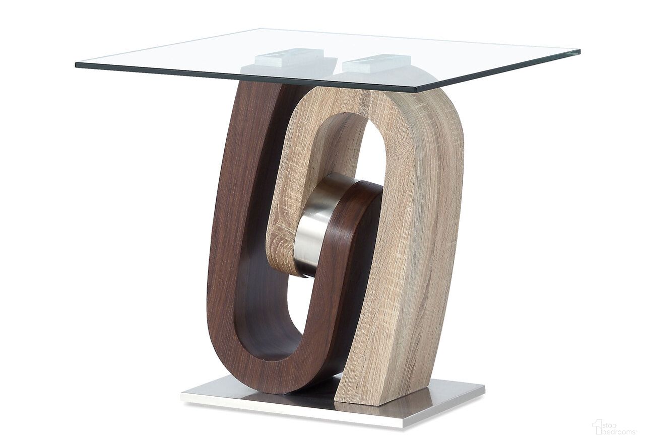 The appearance of T4126 End Table In Dark Brown and Oak designed by Global Furniture USA in the modern / contemporary interior design. This dark brown/oak piece of furniture  was selected by 1StopBedrooms from T4126 Collection to add a touch of cosiness and style into your home. Sku: T4126ET-POLE-2;T4126ET-BASE-2;T4126ET-TG-2. Material: Glass.