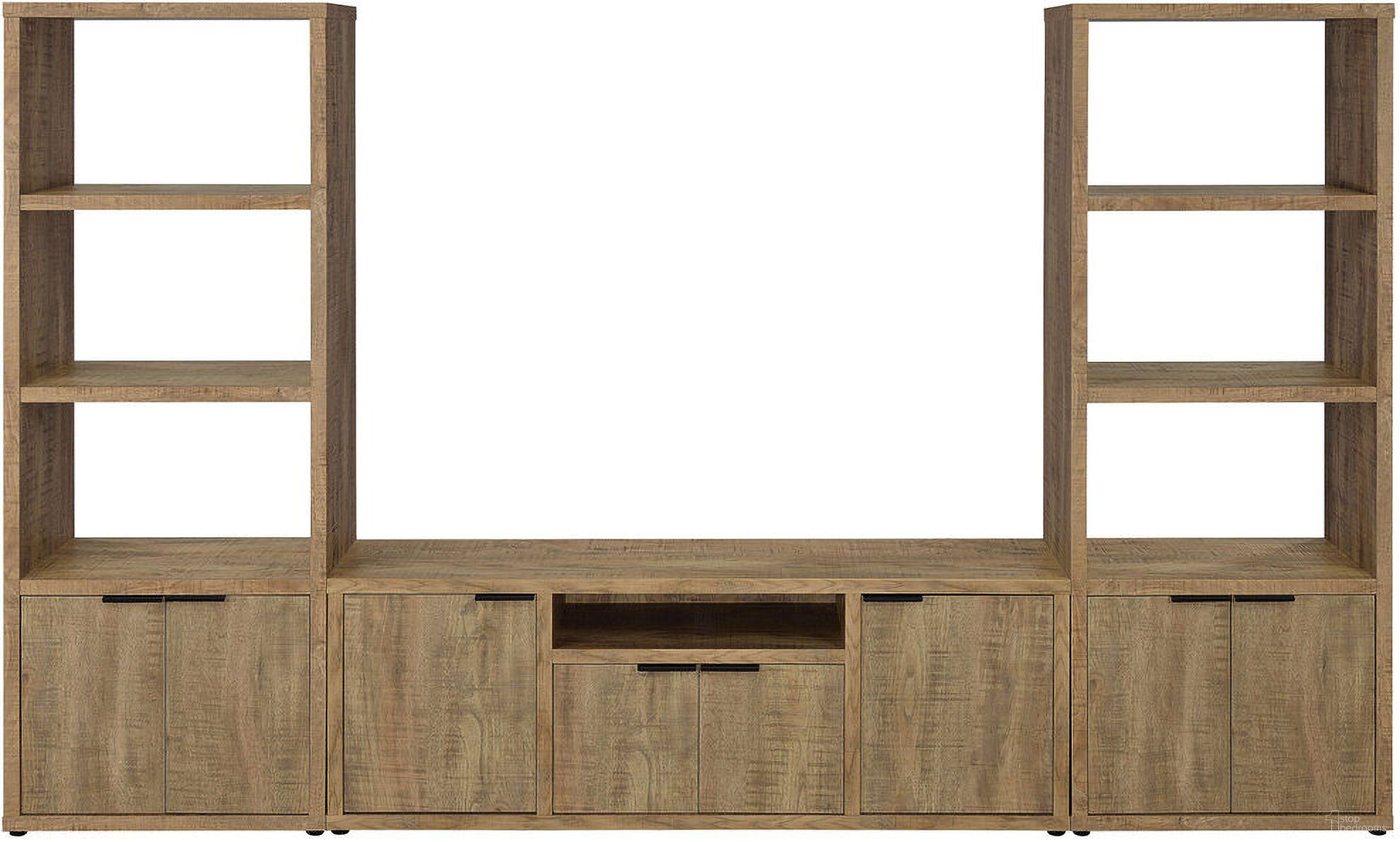 The appearance of Tabby 3-piece Entertainment Center With 60 Inch TV Stand Mango designed by Coaster in the country / farmhouse interior design. This mango piece of furniture was selected by 1StopBedrooms from Tabby Collection to add a touch of cosiness and style into your home. Sku: 701702;701703;701703. Material: Wood.