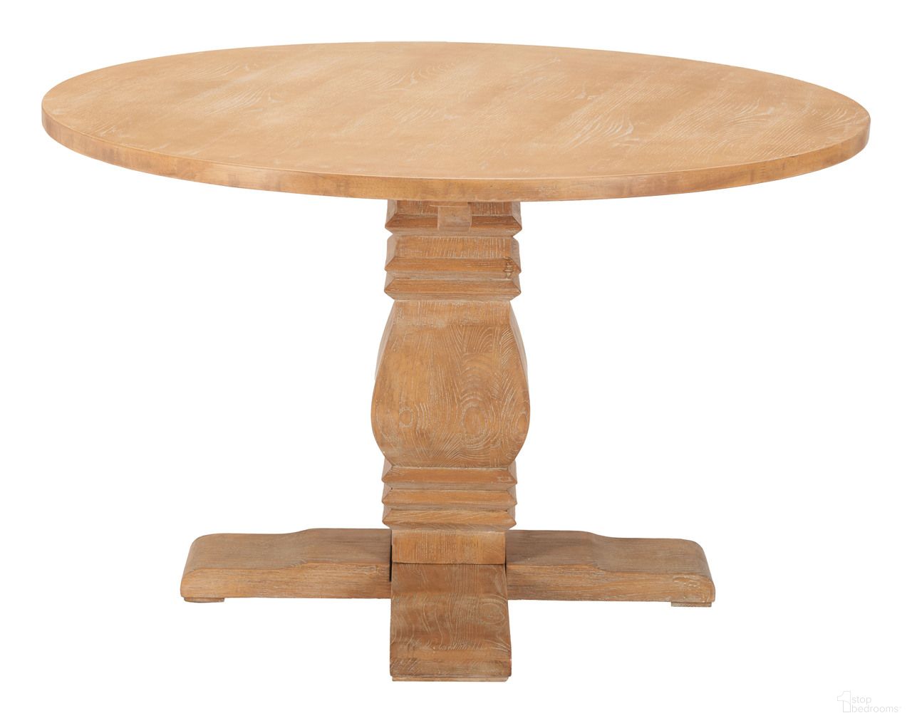 The appearance of Tabi Dining Table In Brown designed by Zuo Modern in the modern / contemporary interior design. This brown piece of furniture  was selected by 1StopBedrooms from Tabi Collection to add a touch of cosiness and style into your home. Sku: 110557. Table Base Style: Pedestal. Table Top Shape: Round. Size: 47". Material: Elm Wood.