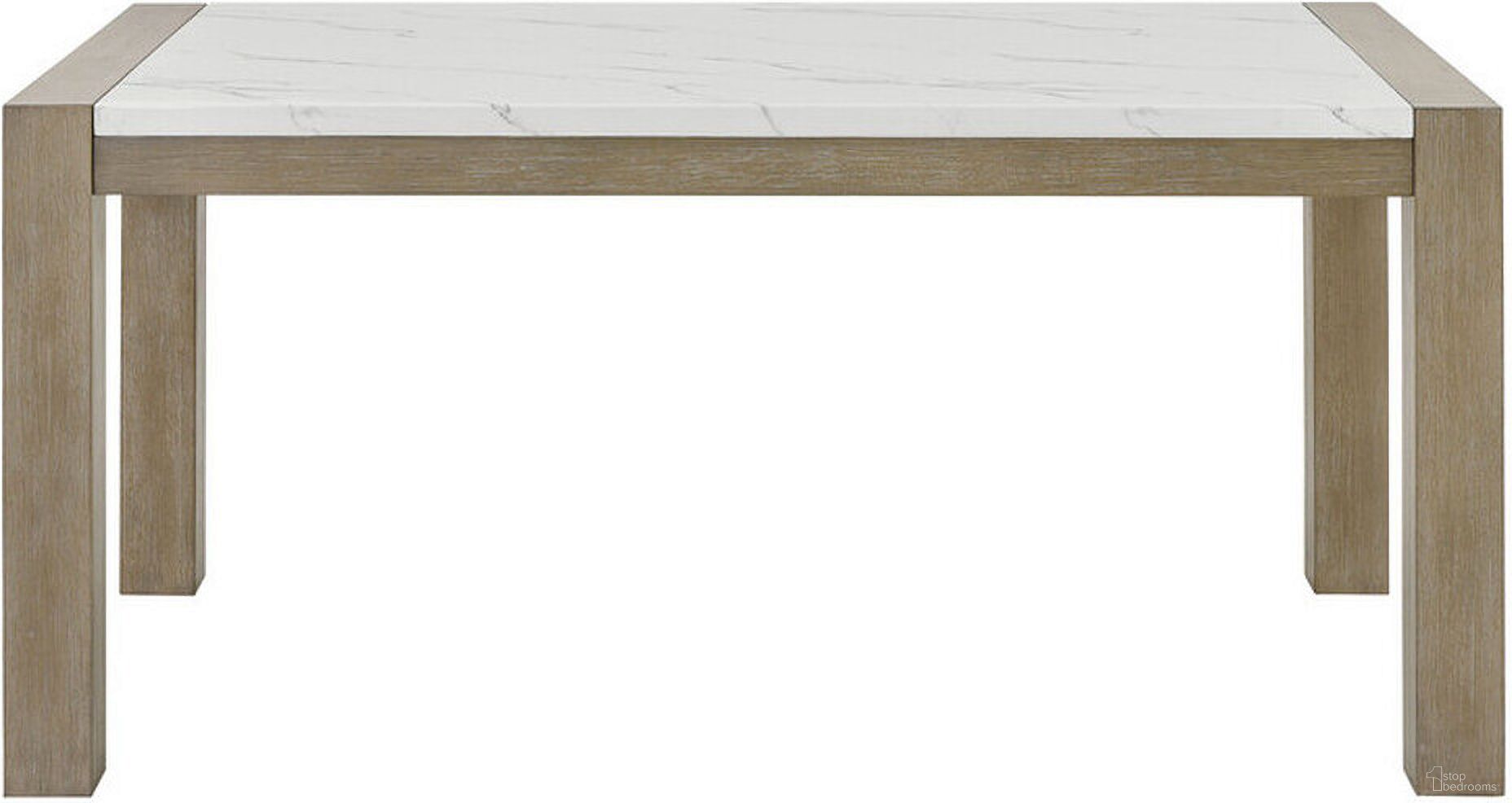 The appearance of Tabitha 66 Inch Rectangular White Faux Marble Top Dining Table In Light Oak designed by Lilola Home in the transitional interior design. This light oak piece of furniture was selected by 1StopBedrooms from Tabitha Collection to add a touch of cosiness and style into your home. Sku: 30060-T. Table Base Style: Legs. Material: MDF. Table Top Shape: Rectangular. Size: 38" x 66".