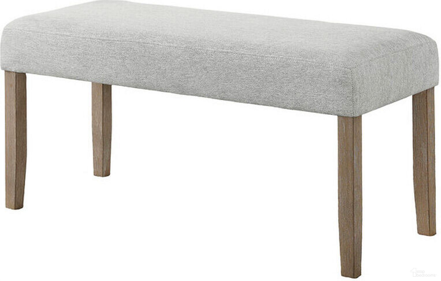 The appearance of Tabitha Dining Bench In Light Gray Fabric and Light Oak designed by Lilola Home in the transitional interior design. This light oak piece of furniture  was selected by 1StopBedrooms from Tabitha Collection to add a touch of cosiness and style into your home. Sku: 30060-BENCH. Material: Wood.