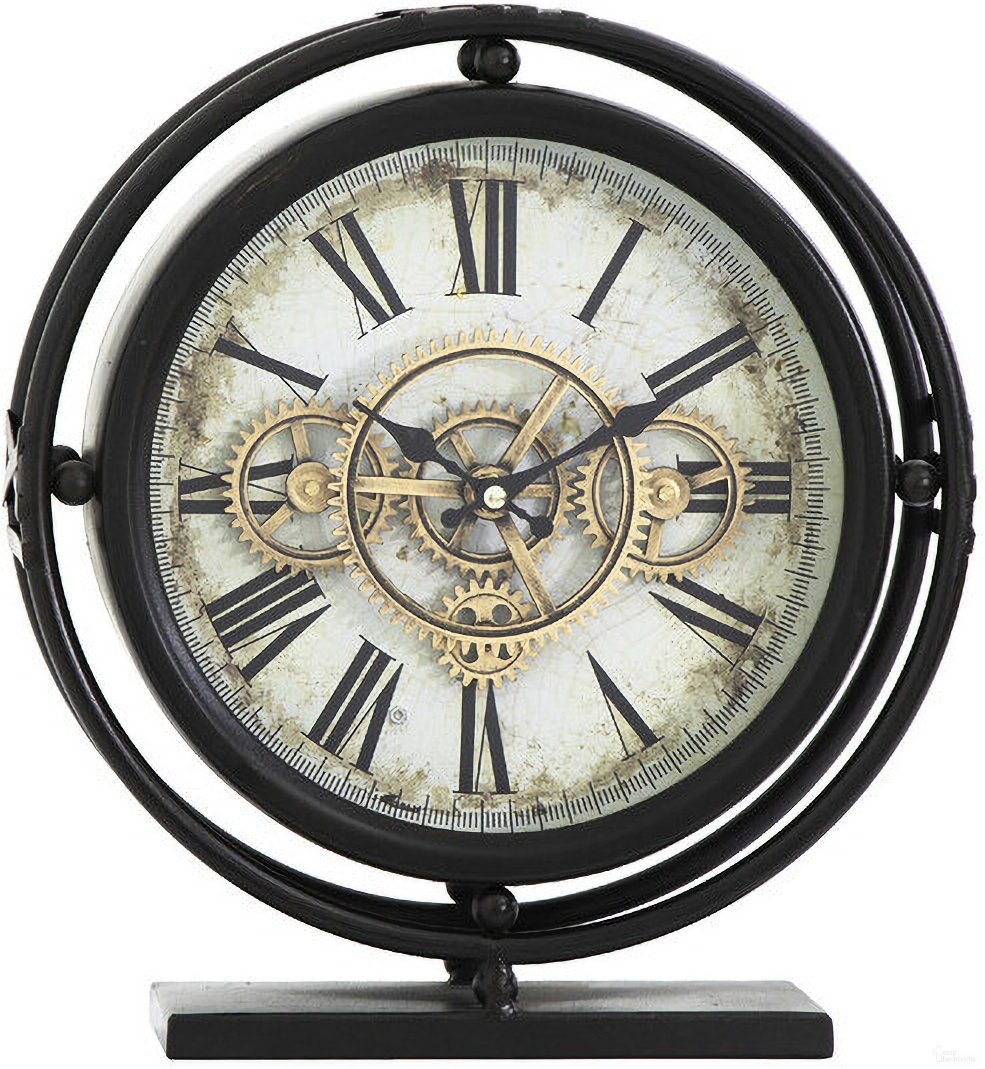 The appearance of Table Top Gear Clock In Matte Black designed by Yosemite Home Decor in the rustic / southwestern interior design. This matte black piece of furniture was selected by 1StopBedrooms from to add a touch of cosiness and style into your home. Sku: 5120012. Material: Wood.