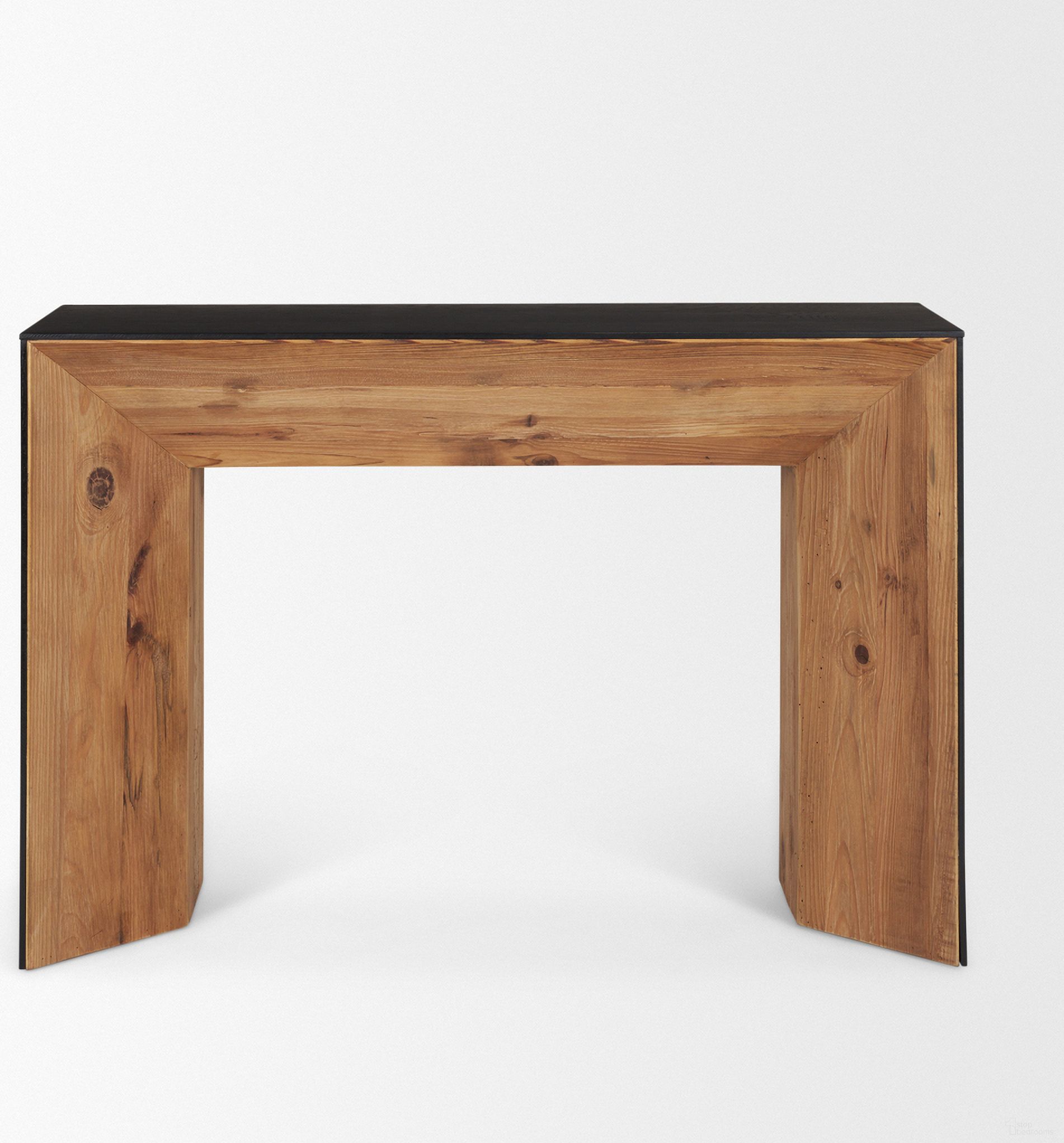 The appearance of Tabor Natural Wood with Oak Waterfall Console Table In Black designed by Mercana in the modern / contemporary interior design. This black piece of furniture was selected by 1StopBedrooms from Tabor Collection to add a touch of cosiness and style into your home. Sku: 70893. Material: Solid Wood.
