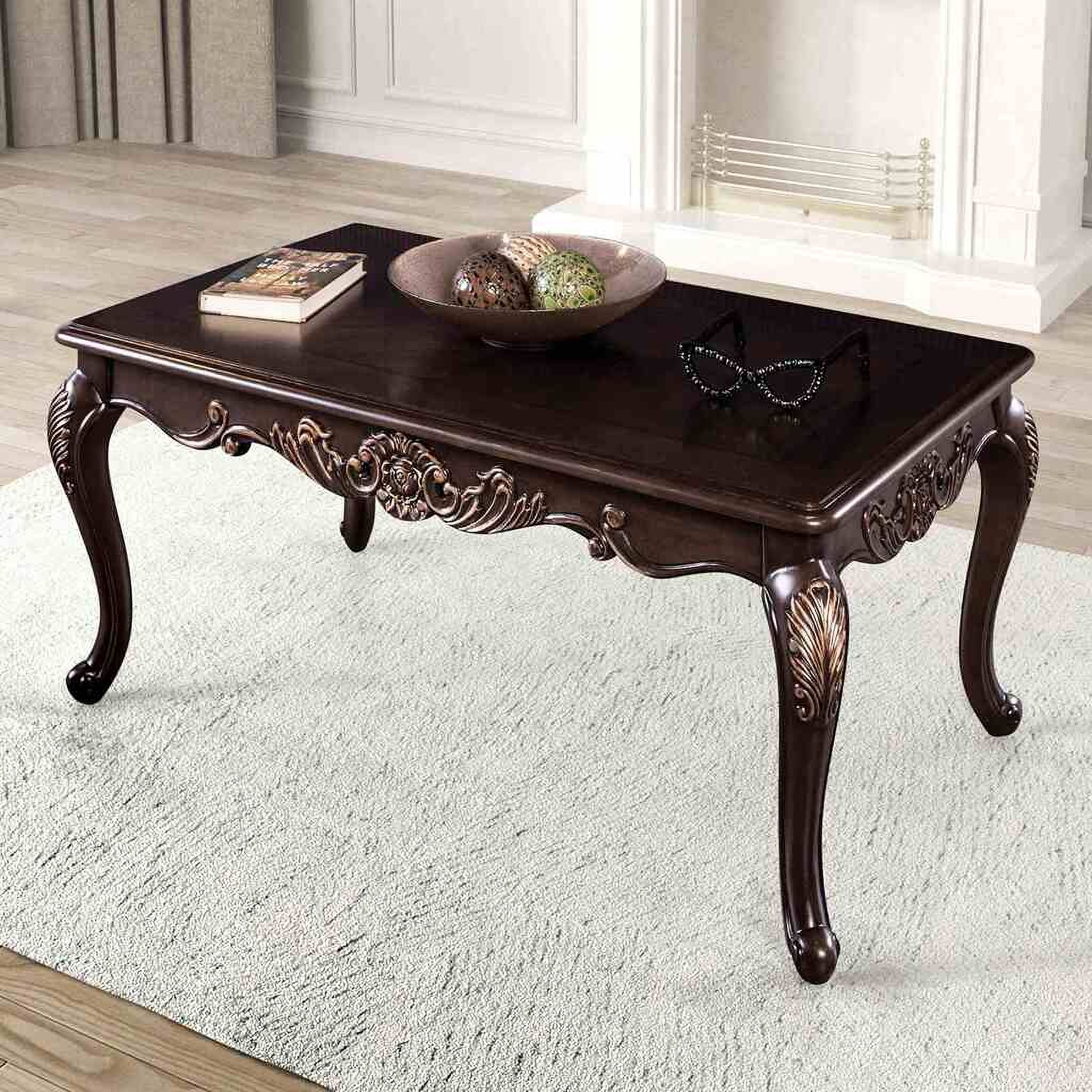 The appearance of Tadcaster Coffee Table In Dark Cherry designed by Furniture of America in the traditional interior design. This dark cherry piece of furniture  was selected by 1StopBedrooms from Tadcaster Collection to add a touch of cosiness and style into your home. Sku: FM45005C. Material: Solid Wood.