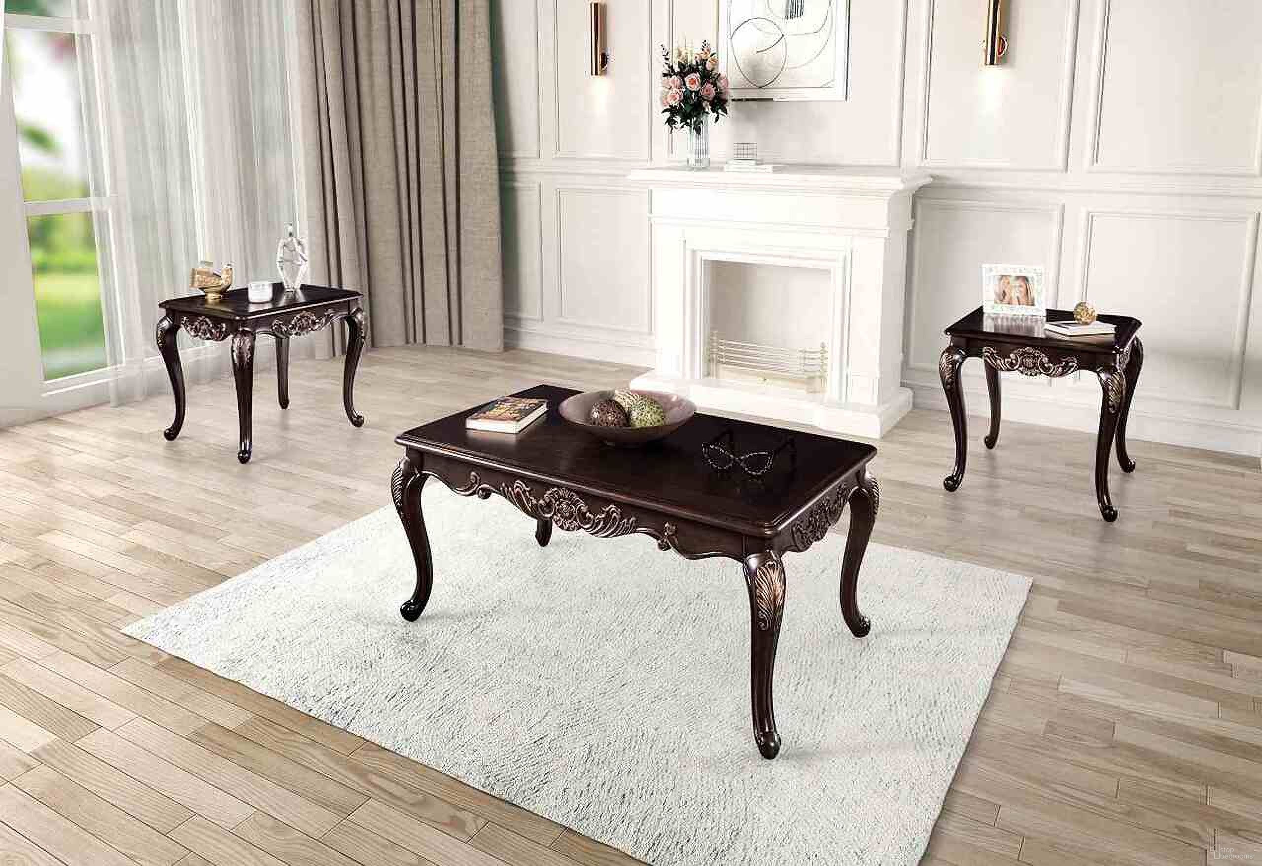 The appearance of Tadcaster Occasional Table Set In Dark Cherry designed by Furniture of America in the traditional interior design. This dark cherry piece of furniture  was selected by 1StopBedrooms from Tadcaster Collection to add a touch of cosiness and style into your home. Sku: FM45005C;FM45005E. Material: Solid Wood.
