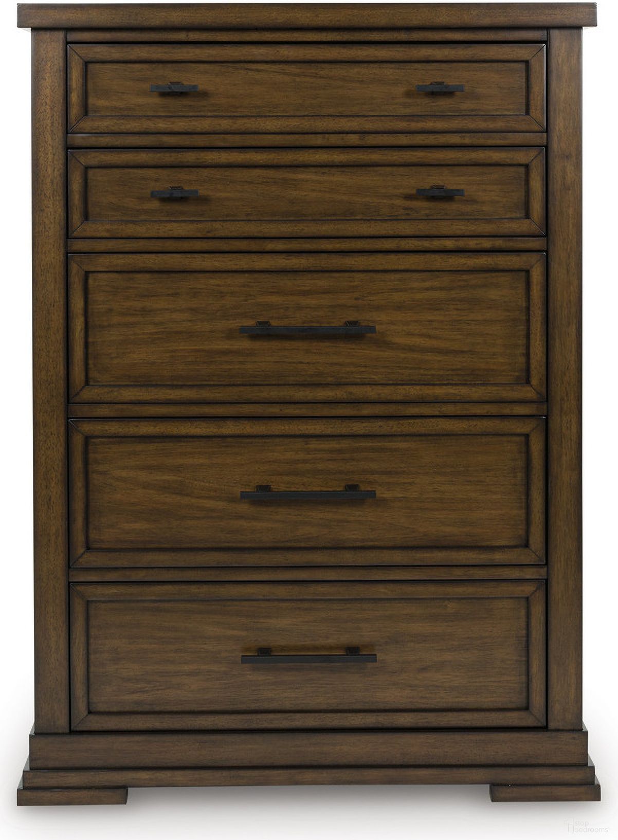 The appearance of Taffenbrook Chest of Drawers In Medium Brown designed by Signature Design by Ashley in the transitional interior design. This medium brown piece of furniture was selected by 1StopBedrooms from Taffenbrook Collection to add a touch of cosiness and style into your home. Sku: B849-46. Material: Wood.