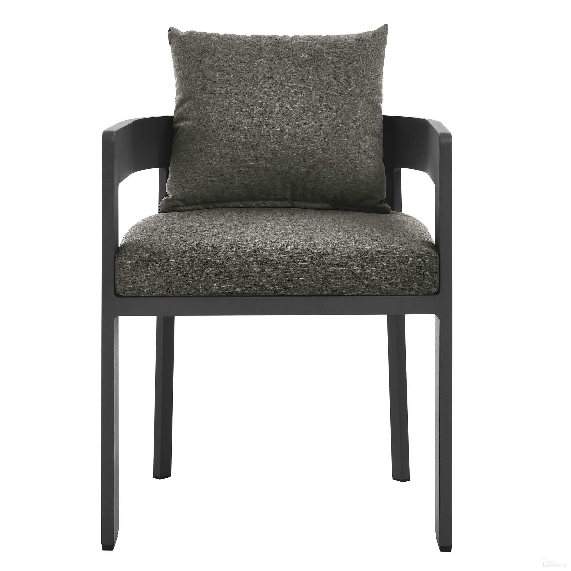 The appearance of Tahoe Outdoor Patio Aluminum Dining Chair In Gray and Charcoal designed by Modway in the modern / contemporary interior design. This gray/charcoal piece of furniture  was selected by 1StopBedrooms from Tahoe Collection to add a touch of cosiness and style into your home. Sku: EEI-7053-GRY-CHA. Material: Aluminum.