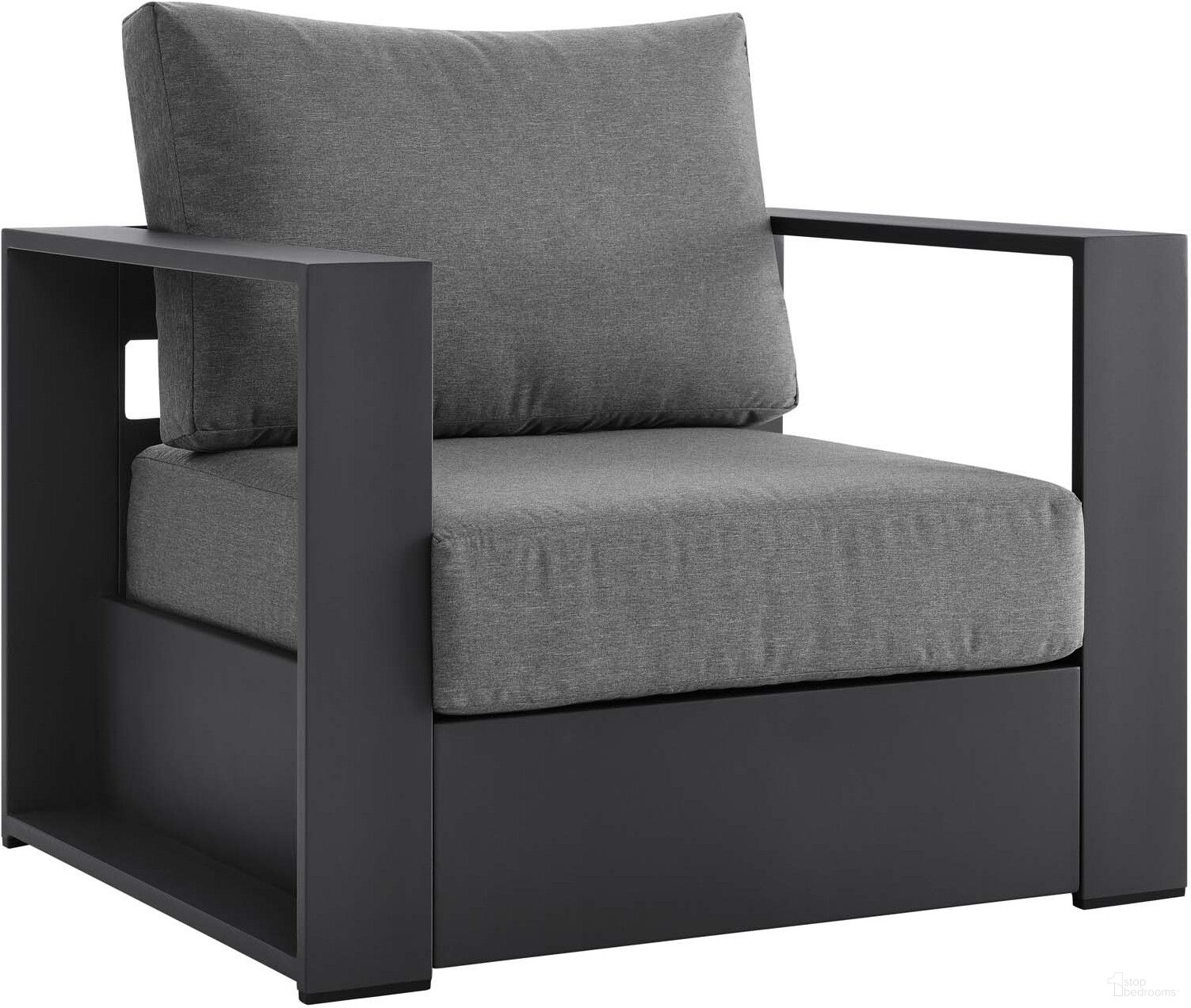 The appearance of Tahoe Outdoor Patio Powder-Coated Aluminum Arm Chair In Gray Charcoal designed by Modway in the modern / contemporary interior design. This gray charcoal piece of furniture was selected by 1StopBedrooms from Tahoe Collection to add a touch of cosiness and style into your home. Sku: EEI-5675-GRY-CHA. Material: Fabric.