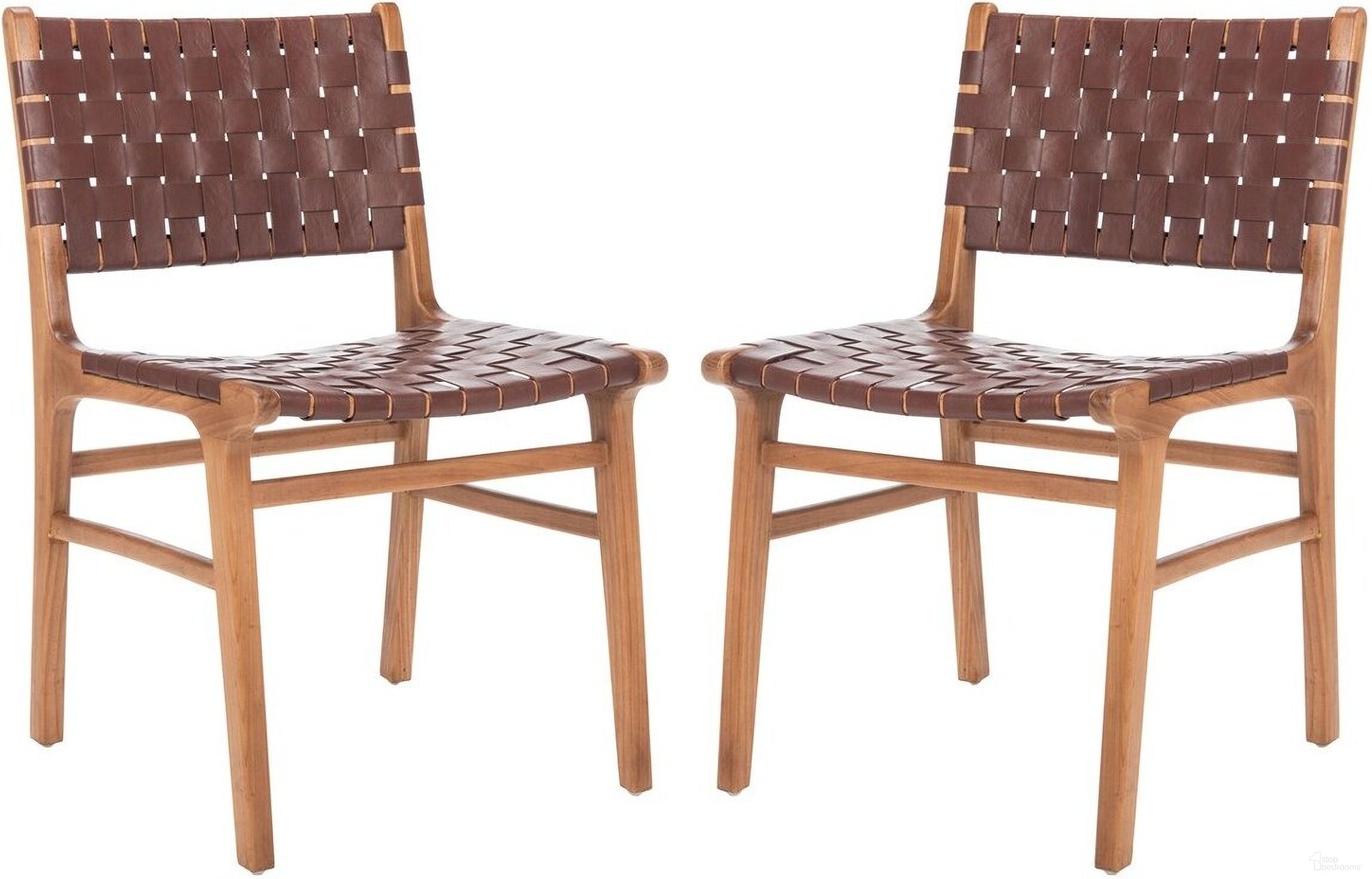 The appearance of Taika Cognac and Natural Woven Leather Dining Chair Set of 2 designed by Safavieh in the modern / contemporary interior design. This cognac piece of furniture was selected by 1StopBedrooms from Taika Collection to add a touch of cosiness and style into your home. Sku: DCH4000A-SET2. Material: Wood. Chair Type: Side Chair.