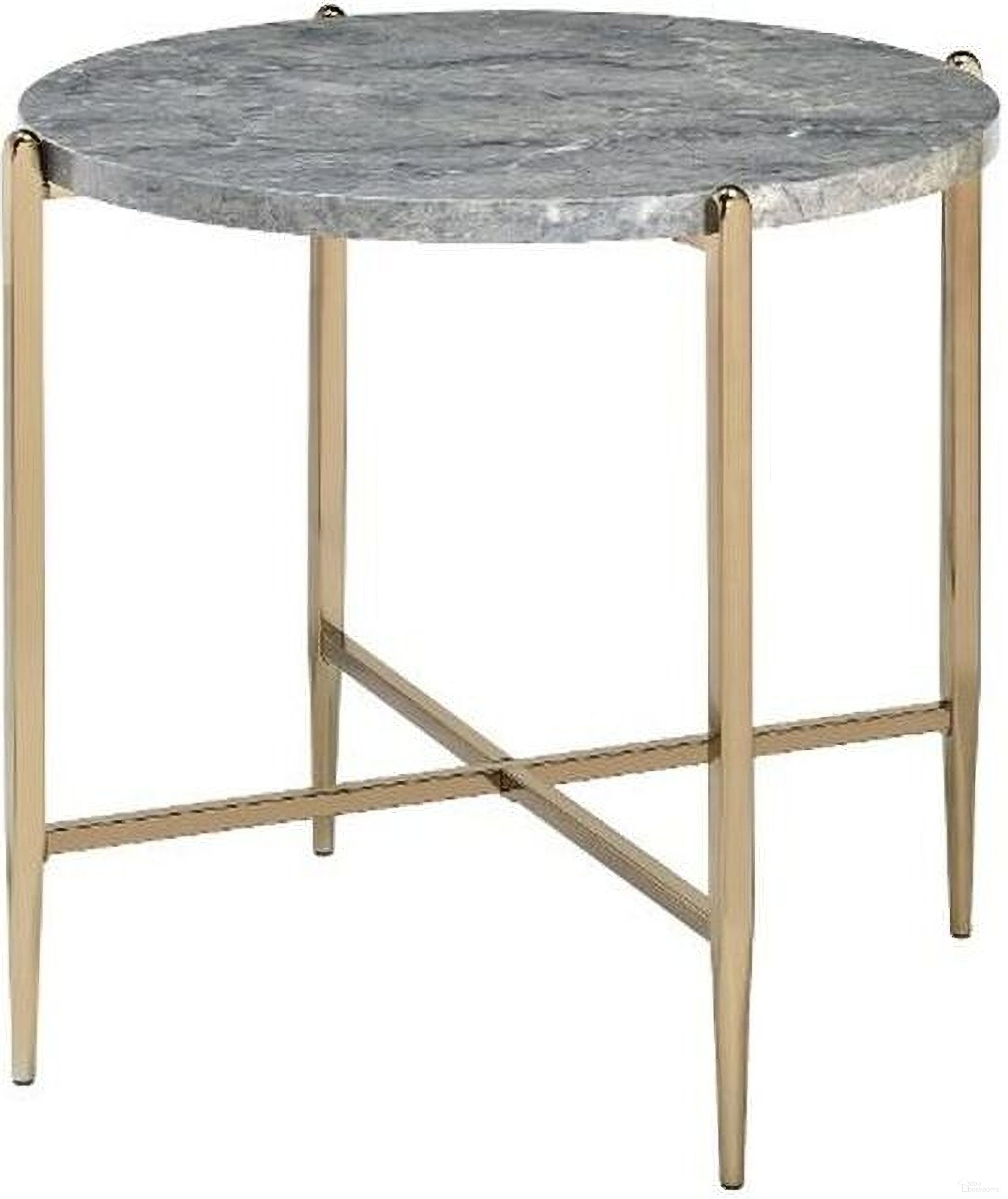 Tainte End Table In Faux Marble Top And Champagne
