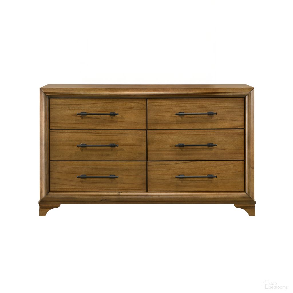 The appearance of Talcott 6 Drawer Dresser In Honey Brown designed by New Classic in the transitional interior design. This honey brown piece of furniture was selected by 1StopBedrooms from Talcott Collection to add a touch of cosiness and style into your home. Sku: B1424-050. Material: Wood.
