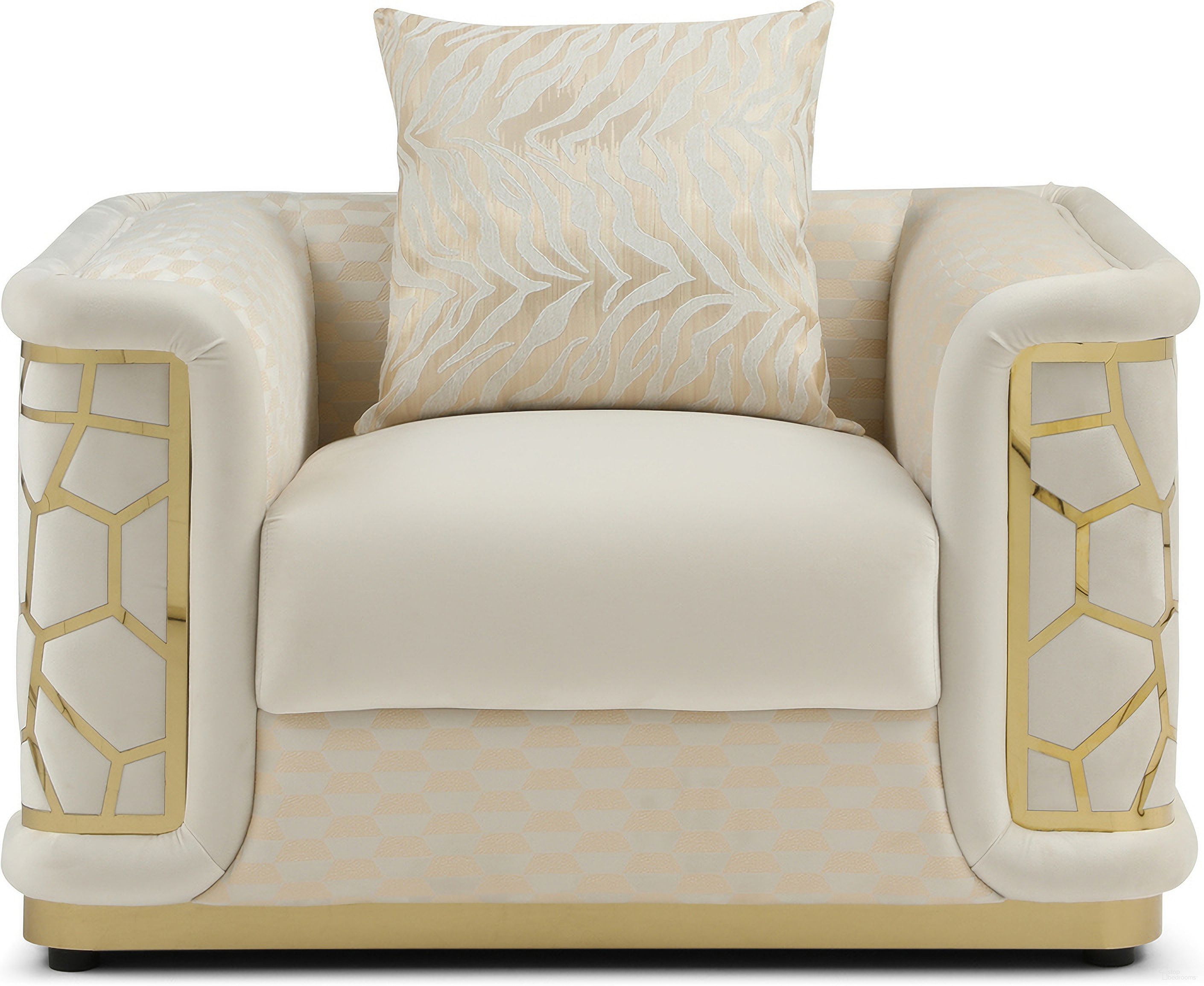 The appearance of Talia Chair In Ivory designed by Glory in the modern / contemporary interior design. This ivory piece of furniture  was selected by 1StopBedrooms from Talia Collection to add a touch of cosiness and style into your home. Sku: G0997A-C. Material: Polyester.