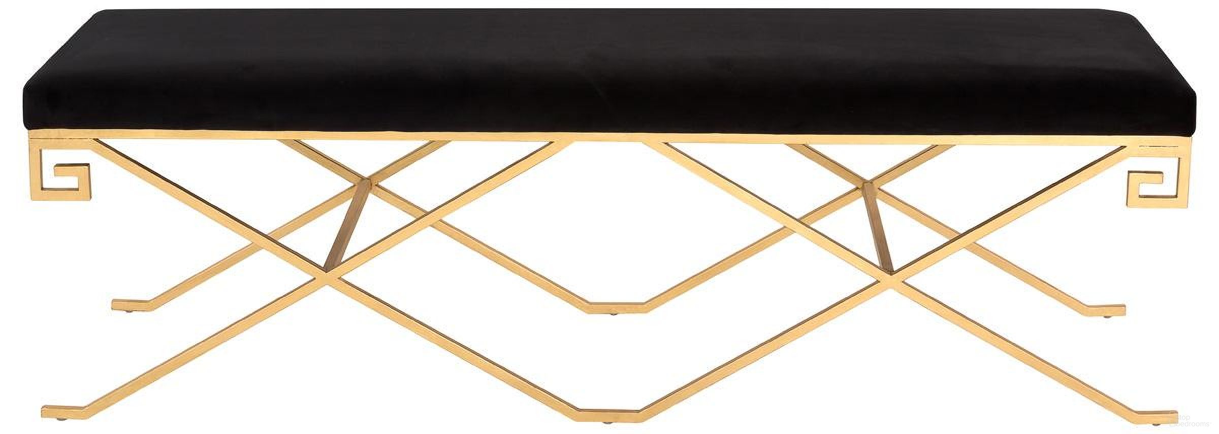 The appearance of Talita Bench In Black And Gold Leaf designed by Safavieh Couture in the modern / contemporary interior design. This gold piece of furniture was selected by 1StopBedrooms from Talita Collection to add a touch of cosiness and style into your home. Sku: SFV3503A. Material: Wood.