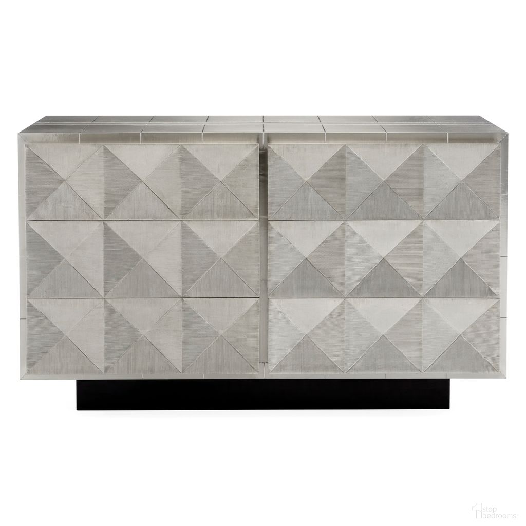 The appearance of Talitha Six-Drawer Dresser In Nickel designed by Jonathan Adler in the modern / contemporary interior design. This nickel piece of furniture  was selected by 1StopBedrooms from Talitha Collection to add a touch of cosiness and style into your home. Sku: 32578. Material: Nickel.